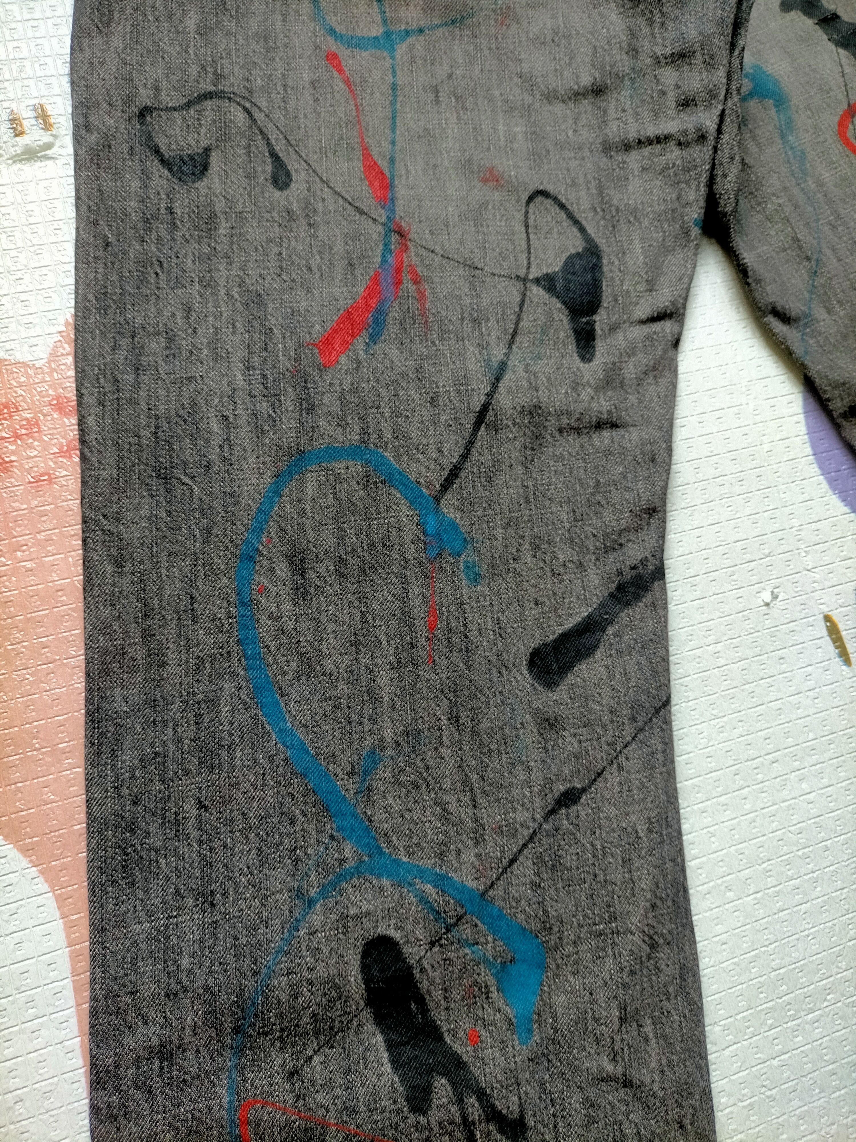 PPFM 🔥Rare ❗PPFM Patchwork Painted Black Button fly jeans Size US 31 - 14 Thumbnail
