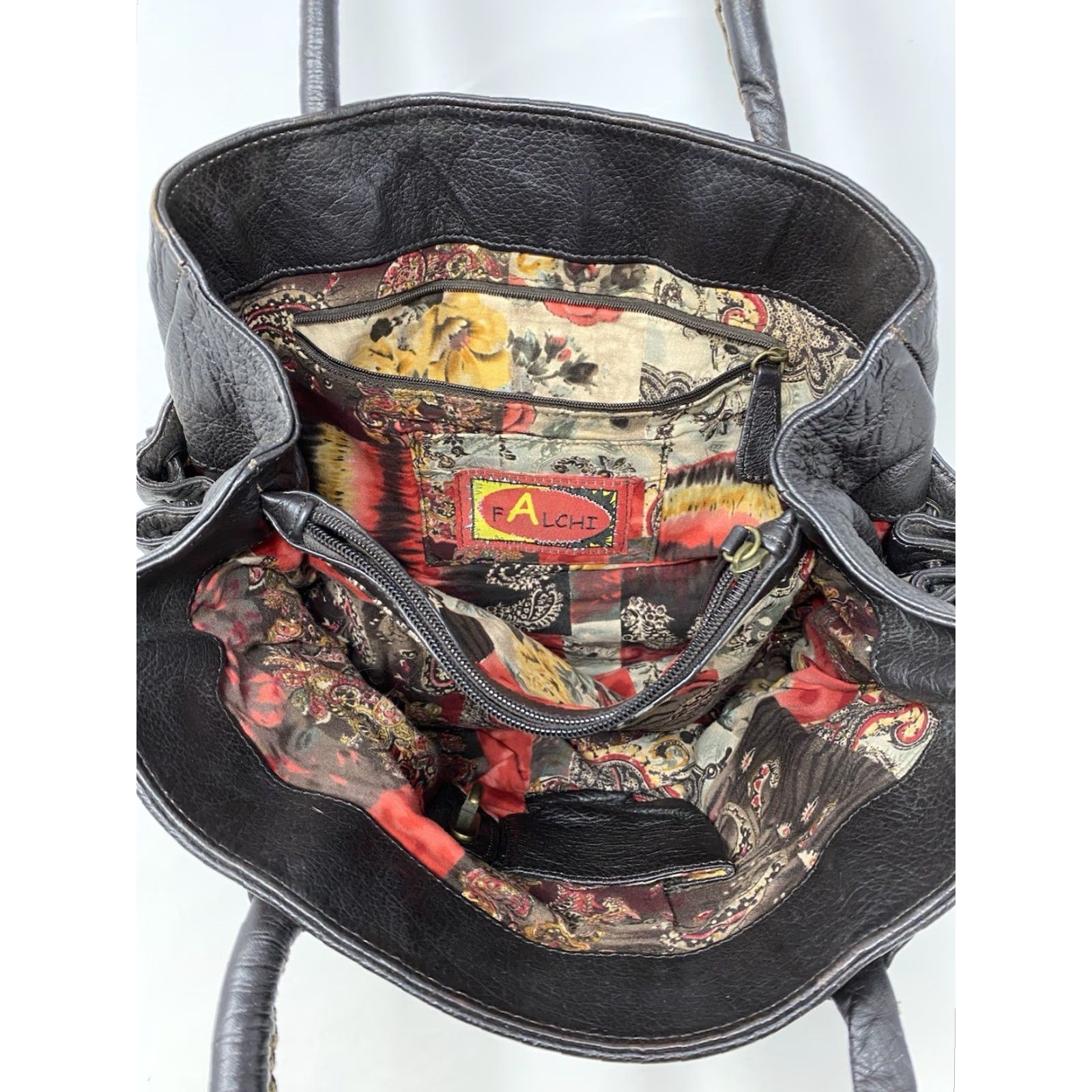 Vintage VINTAGE CHI by Falchi Leather Embroidered Satchel Bag Gold Scroll Crystal Studded Y2K Size ONE SIZE - 7 Thumbnail