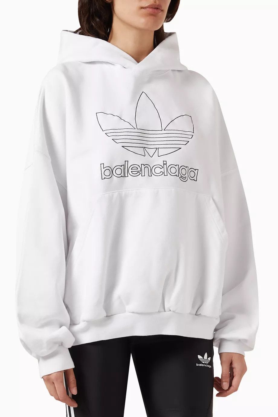 Adidas × Balenciaga o1bcso1str1224 Unisex Large Fit Hoodie in White Size L / US 10 / IT 46 - 5 Thumbnail