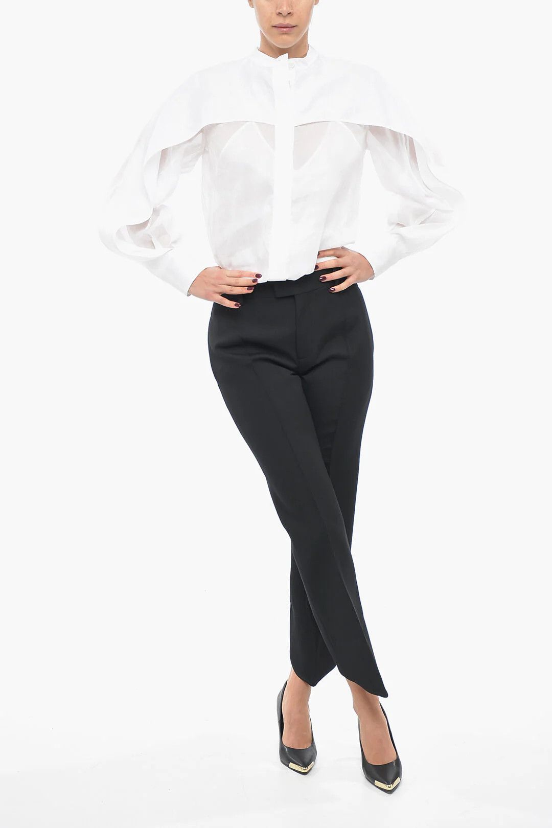 Bottega Veneta og1mm0426 One-Pleat Wool Pant in Black Size 25" / US 0 / IT 36 - 4 Thumbnail