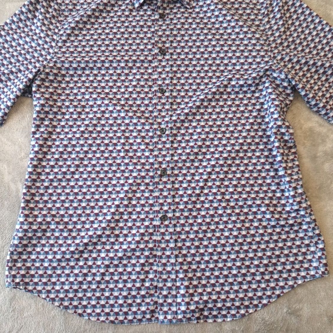 Vintage Con Struct Shirt Mens Large Slim Fit Blue Purple Geometric Long Sleeve Button Up Size US L / EU 52-54 / 3 - 5 Thumbnail