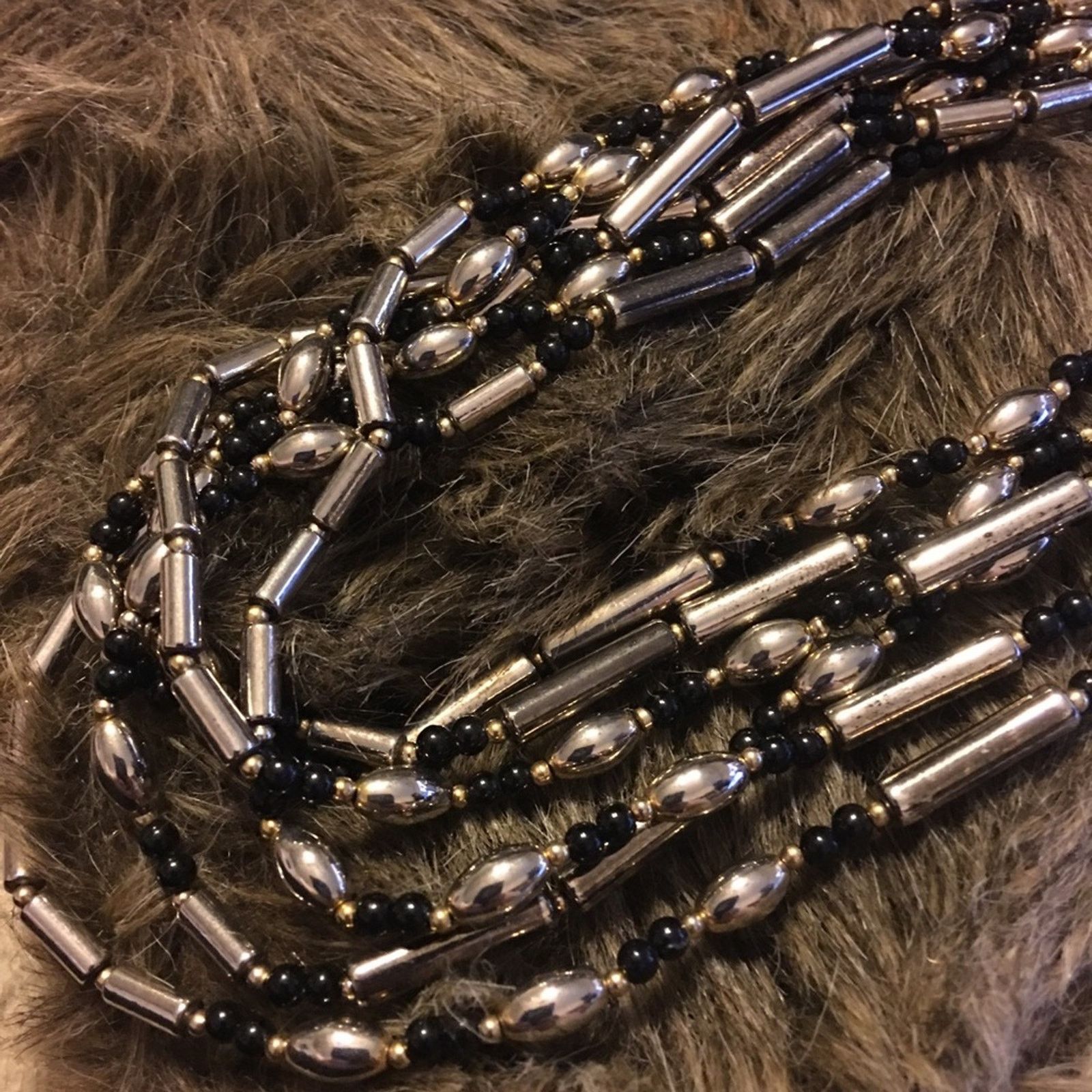 Vintage Vintage 70s multi strand gold/black bead necklace Size ONE SIZE - 7 Thumbnail