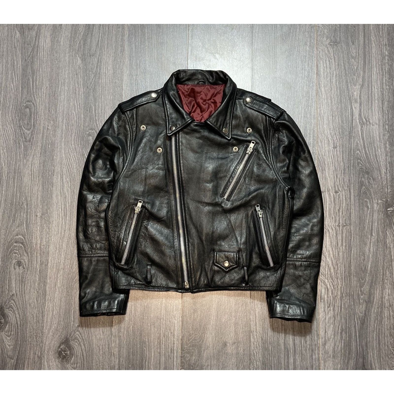 Genuine Leather Vintage 90s Leather Cropped Punk Rock Jacket Size US M / EU 48-50 / 2 - 1 Thumbnail