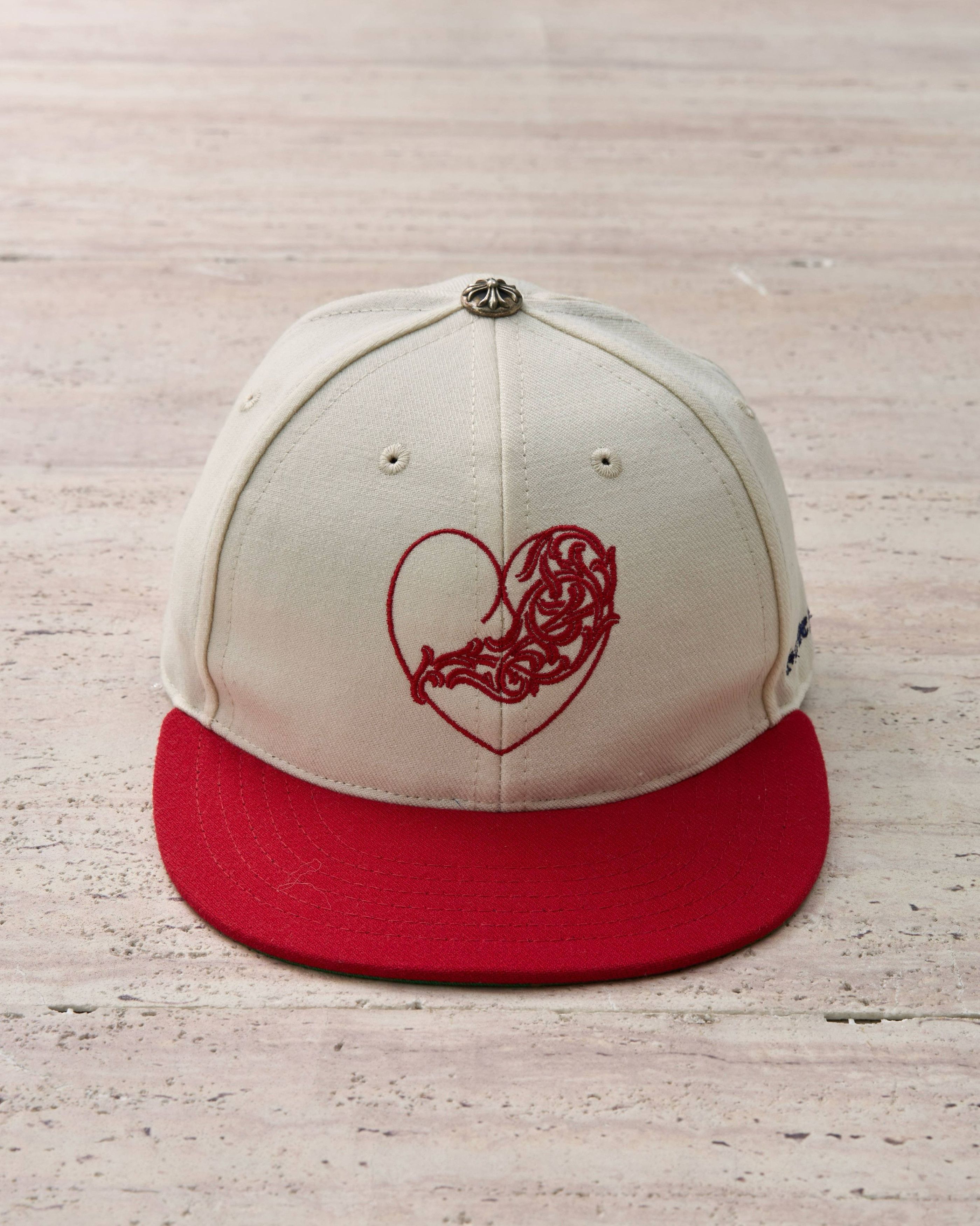 Chrome Hearts CHROME HEARTS Cream Red Vinny Heart Trucker Hat Size ONE SIZE - 8 Thumbnail