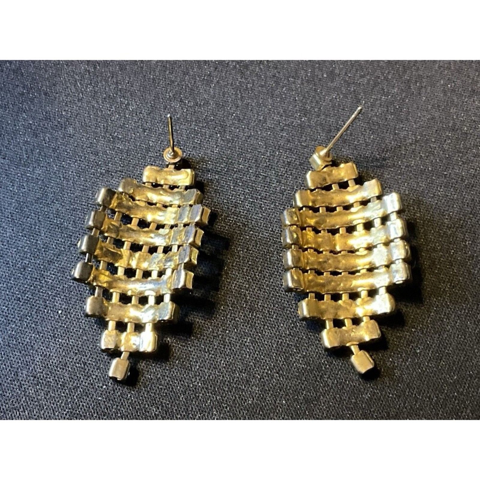 Other Articulated Prong Set Dangle Earrings Crystal Post Gold Tone Size ONE SIZE - 4 Thumbnail