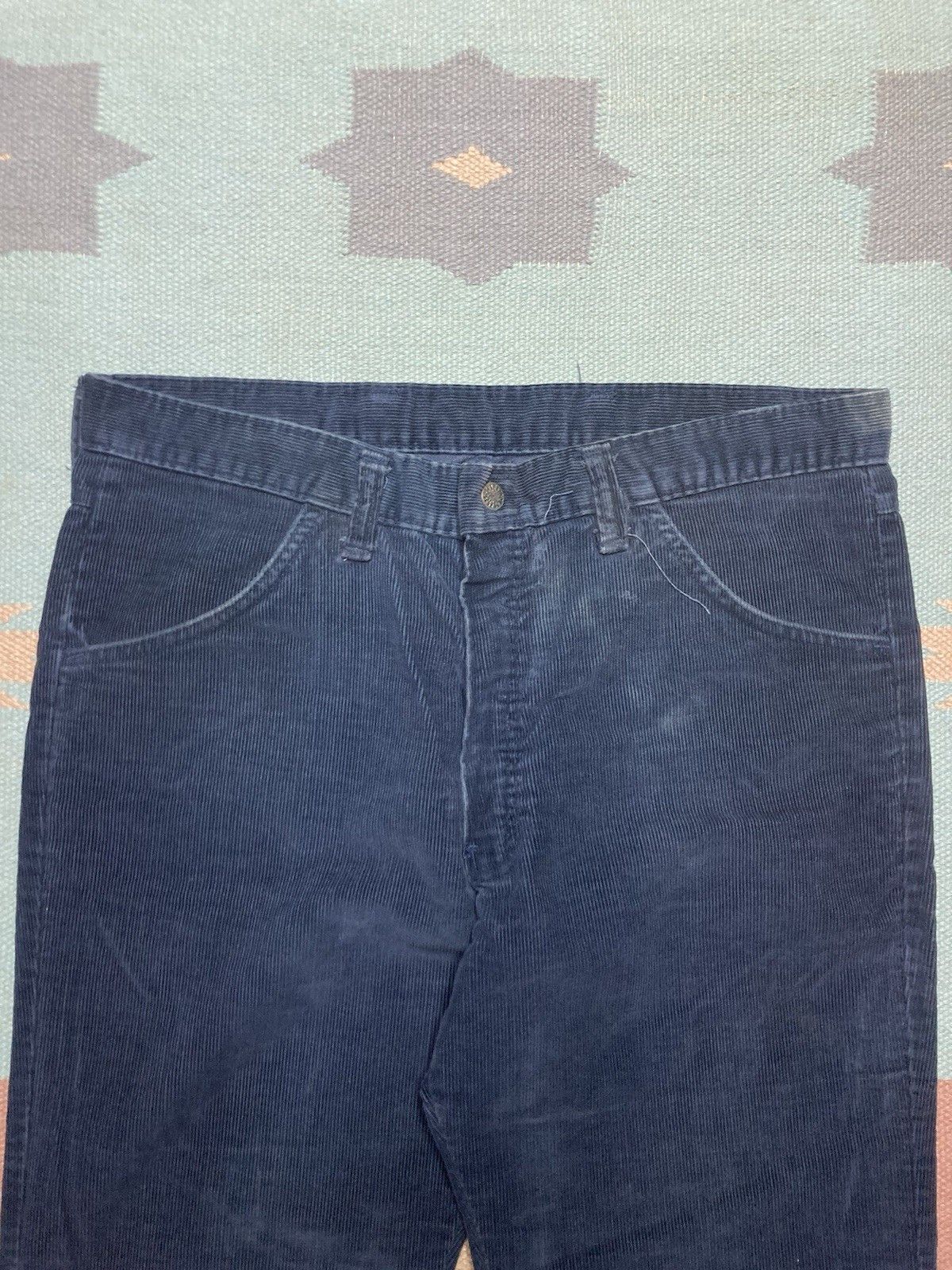 Vintage Vintage 70s corduroy pants bootcut navy blue talon zip 35x31 Size US 35 - 3 Thumbnail