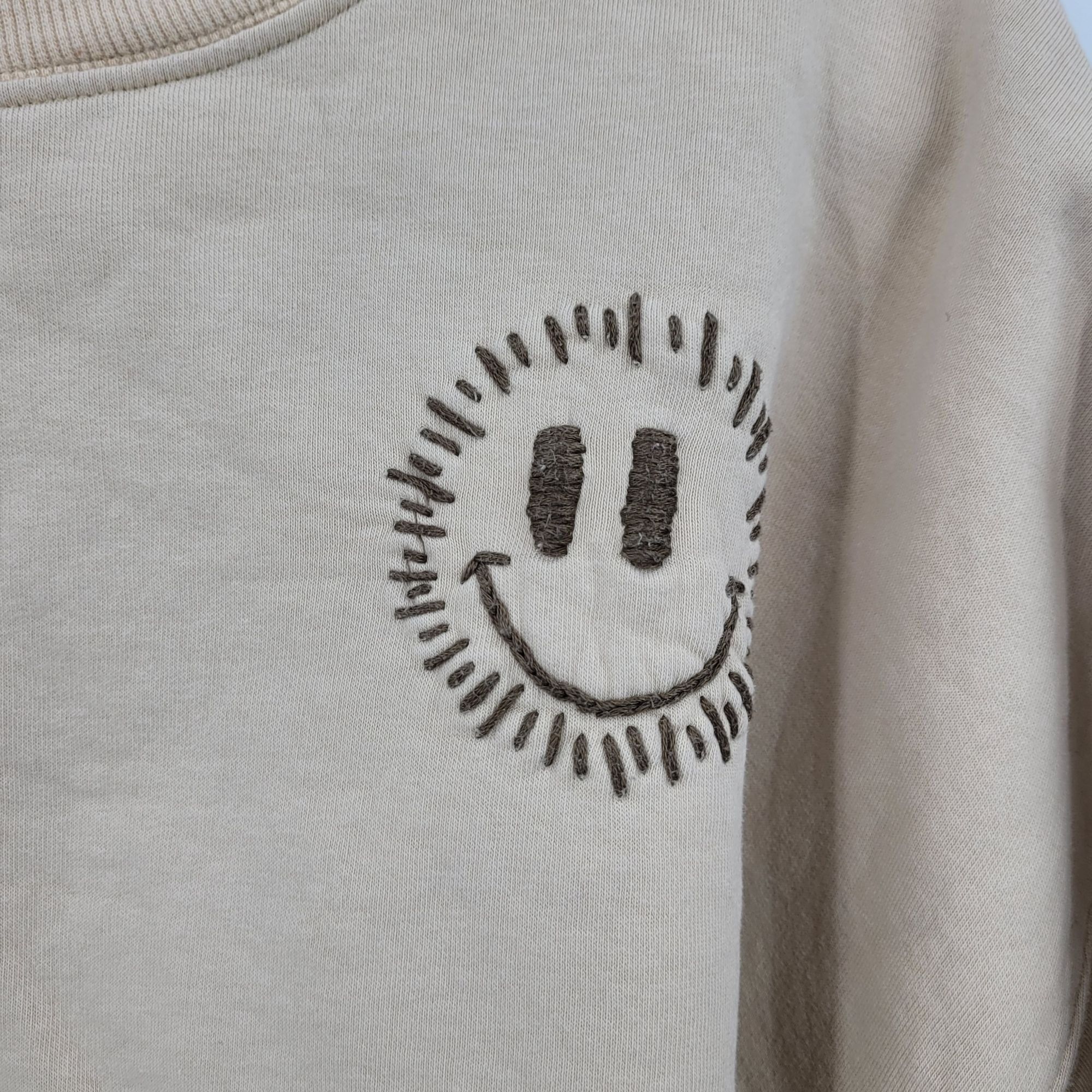 Other ASOS Design Womens Tan Distressed Smiley Embroidered Sweatsh Size M / US 6-8 / IT 42-44 - 2 Thumbnail