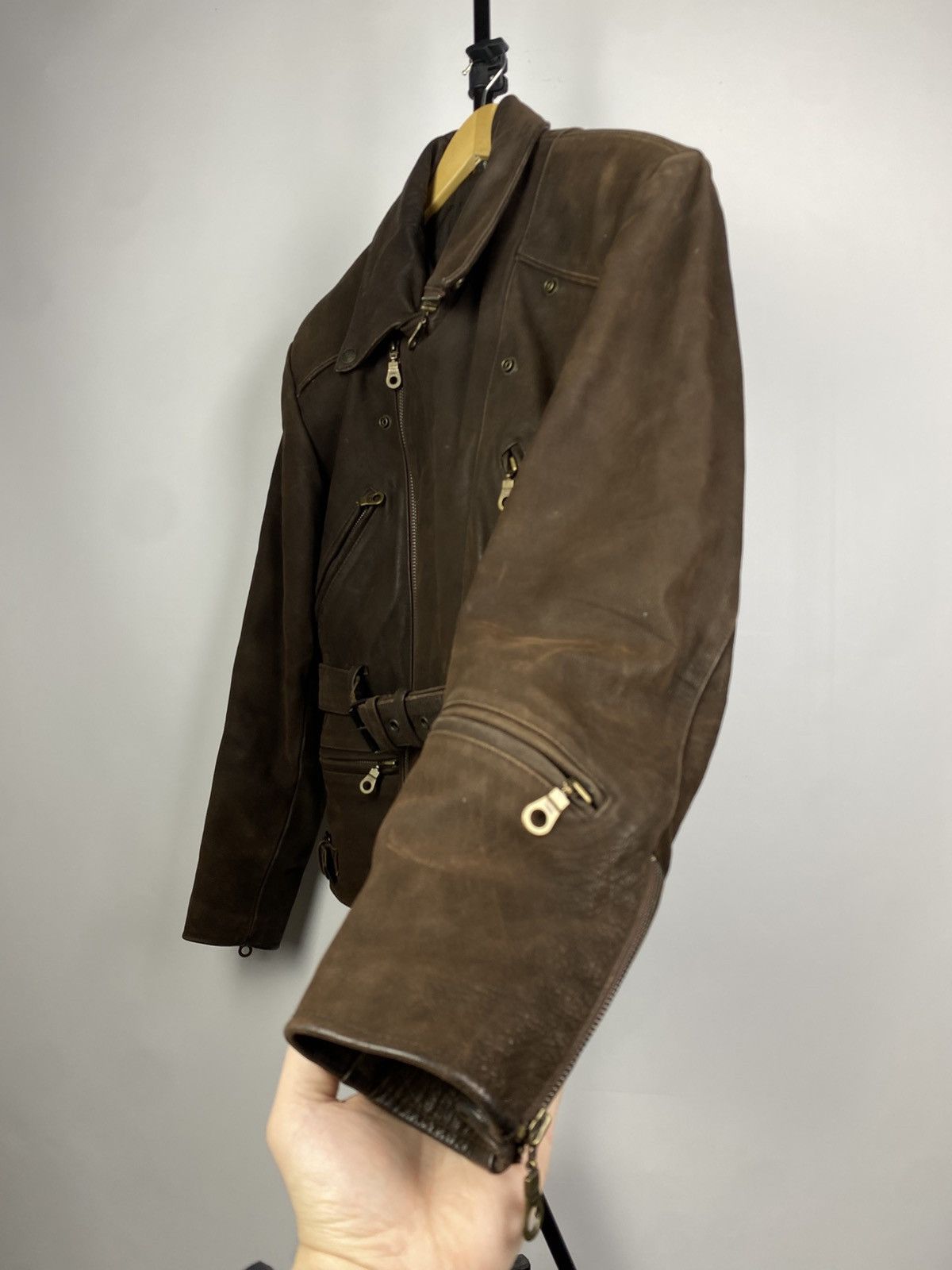 Leather × Vintage Vintage Genuine Leather MOTO Bomber Jacket Rock Punk Size US S / EU 44-46 / 1 - 10 Thumbnail