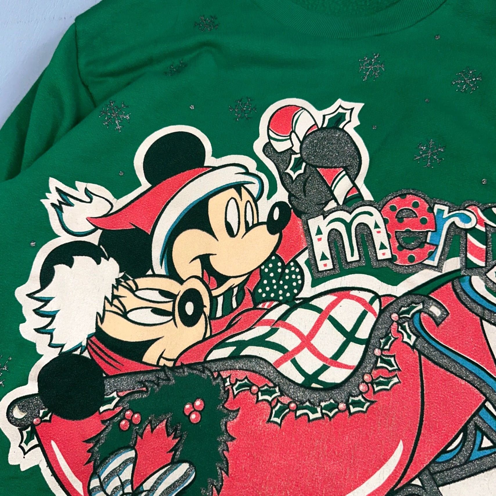 Disney VINTAGE Disney Sweatshirt Crewneck Men Green Mickey Minnie Pluto 90s Cartoon Christmas Christmas Pullover ID Size US S / EU 44-46 / 1 - 2 Thumbnail