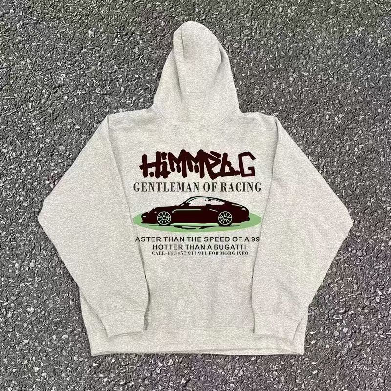 Japanese Brand Grey street retro car print hoodie Size US M / EU 48-50 / 2 - 1 Thumbnail