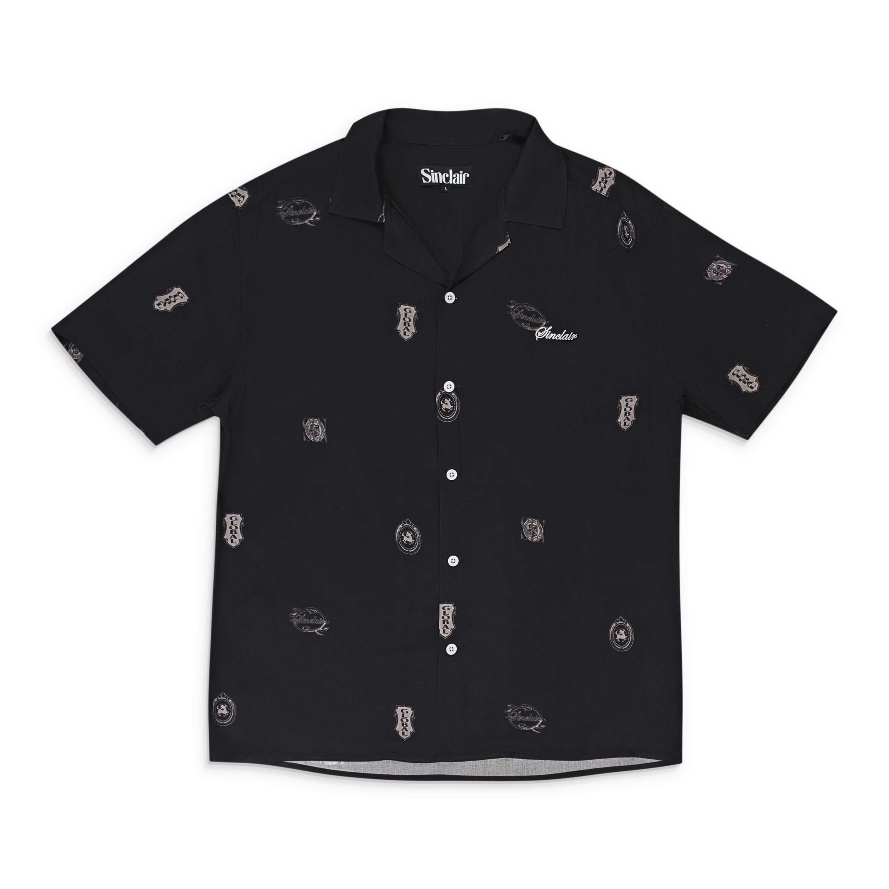 Sinclair Global LEGAL TENDER VACATION BLACK BUTTON-DOWN SHIRT SIZE L