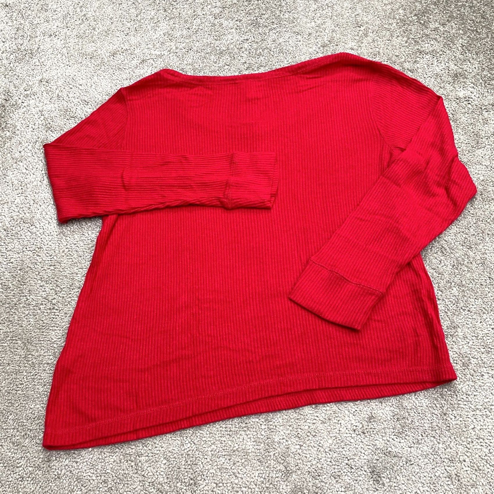 Charter Club Charter Club Shirt Womens L Red Knit Long Sleeve Henley Button Front Blouse Classic Size L / US 10 / IT 46 - 2 Thumbnail