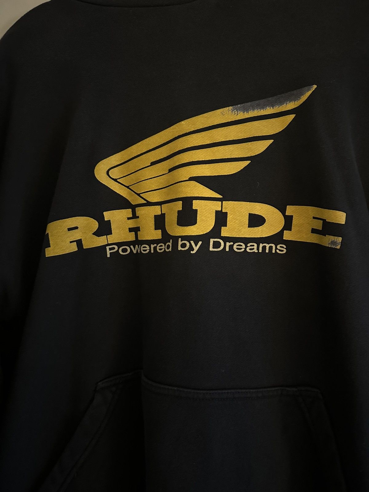 image of Rhude Powered By Dreams Hoodie in Black, Men's (Size Large)