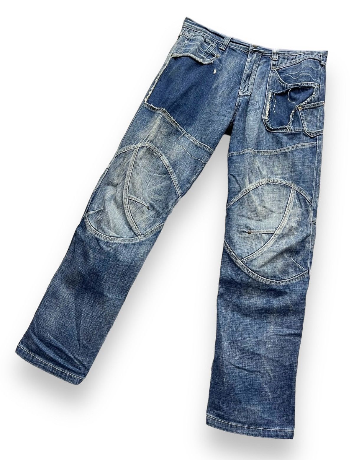 Jean FYE🔥TOUGH JEANSMITH Designer Distressed Bartack Denim Pants Size US 34 / EU 50 - 3 Thumbnail