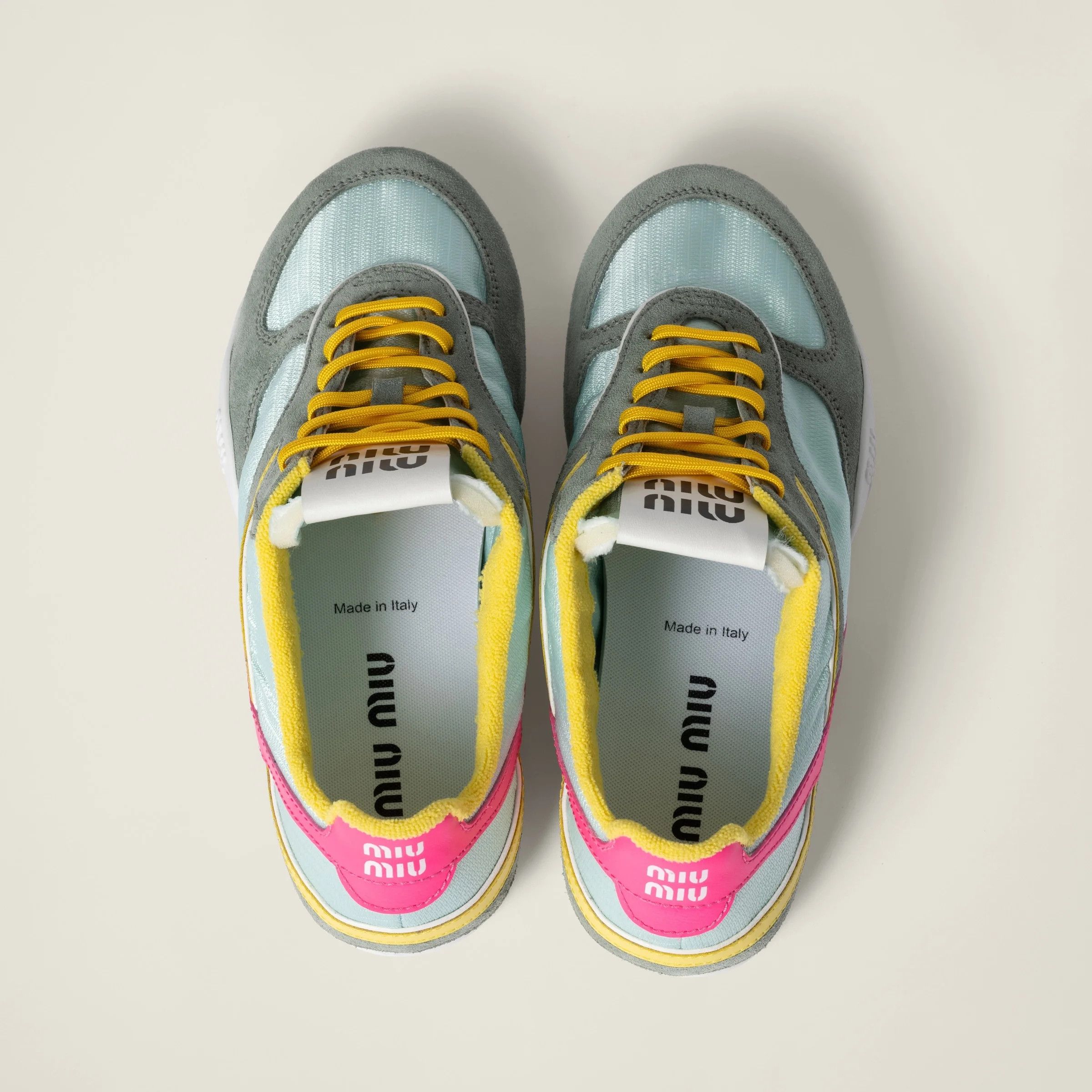 Miu Miu o1B3y1r0426 Gymnasium Technical Fabric And Suede Sneakers Size US 11 / IT 41 - 3 Thumbnail