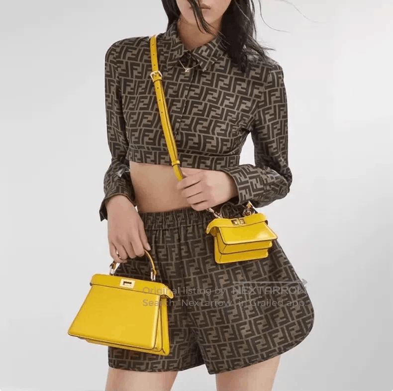 Fendi Fendi Brown Silk Shirt with Full-Print Logo Size XS / US 0-2 / IT 36-38 - 6 Thumbnail