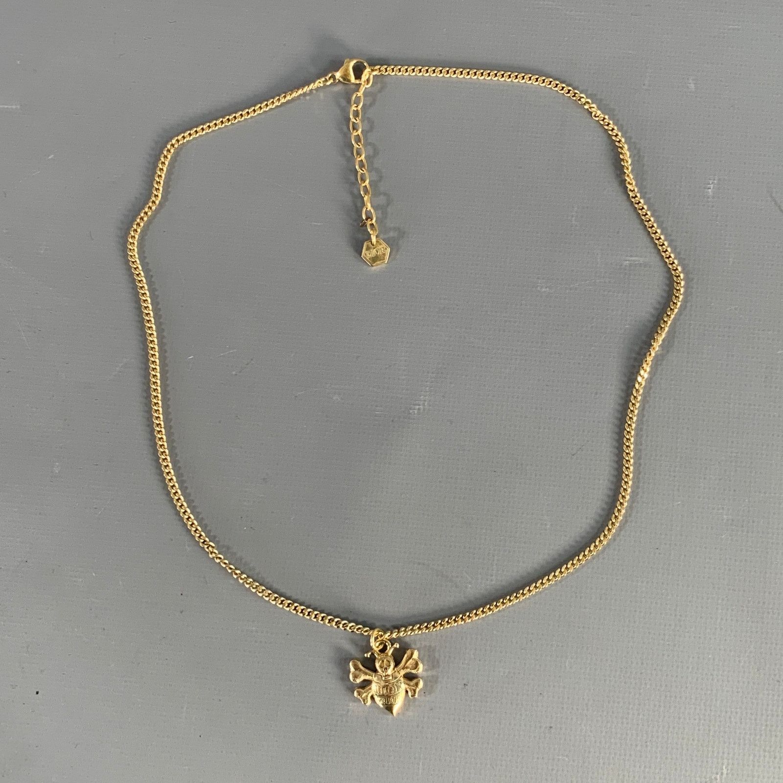 CHRISTIAN DIOR Gold Tone Pendant Necklace