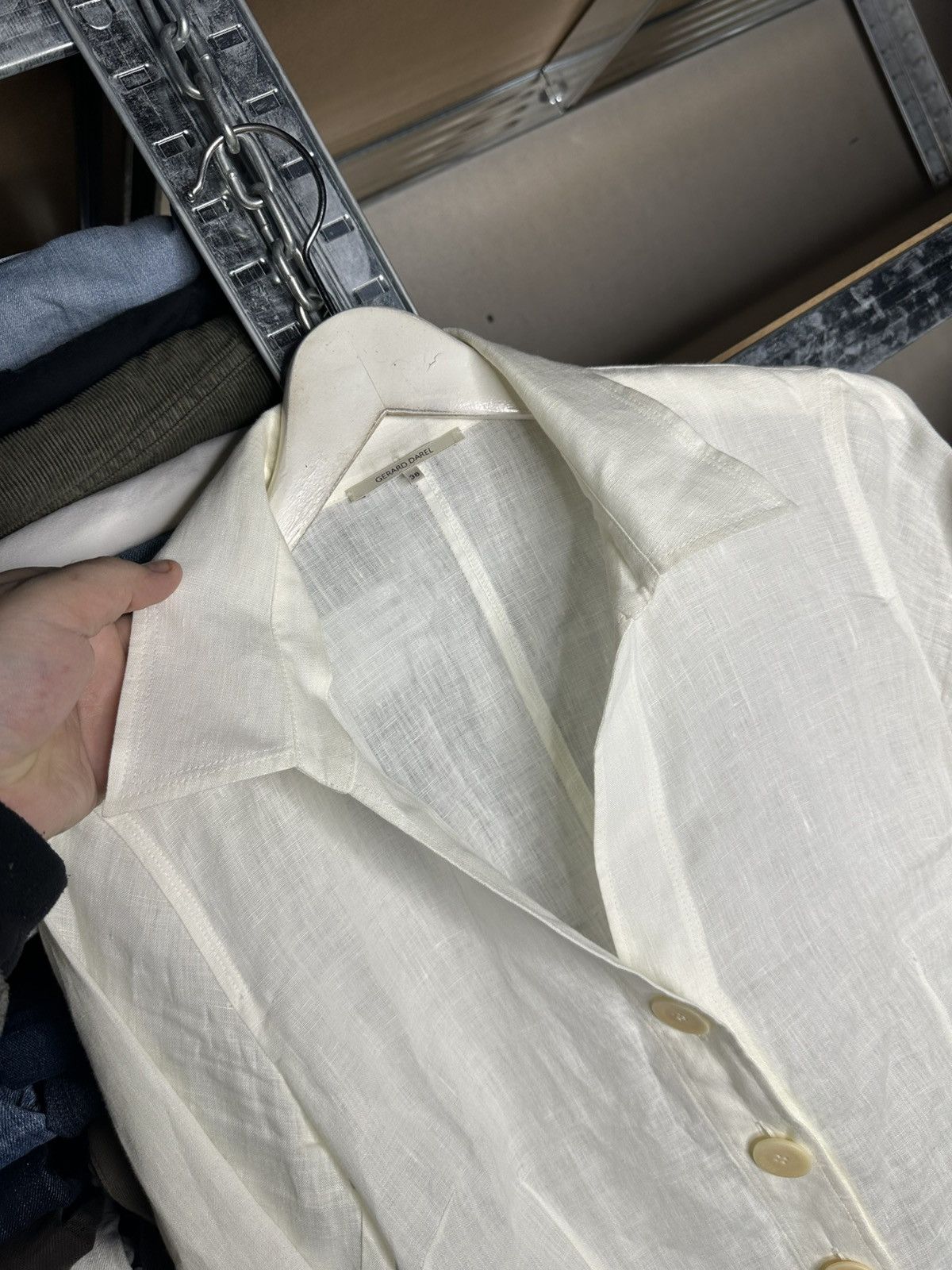 Gerard Darel GERARD DAREL White Linen Blazer Jacket Size S / US 4 / IT 40 - 2 Thumbnail