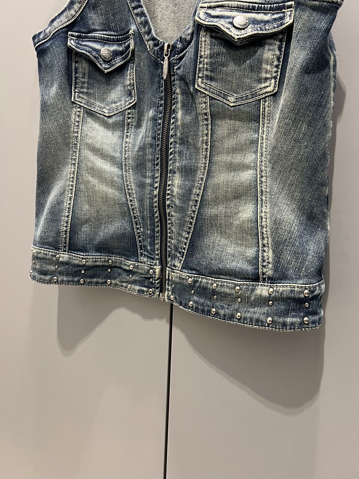 Harley Davidson Y2K Harley Davidson Vest Women's Embellished Denim Grunge Size M / US 6-8 / IT 42-44 - 13 Thumbnail