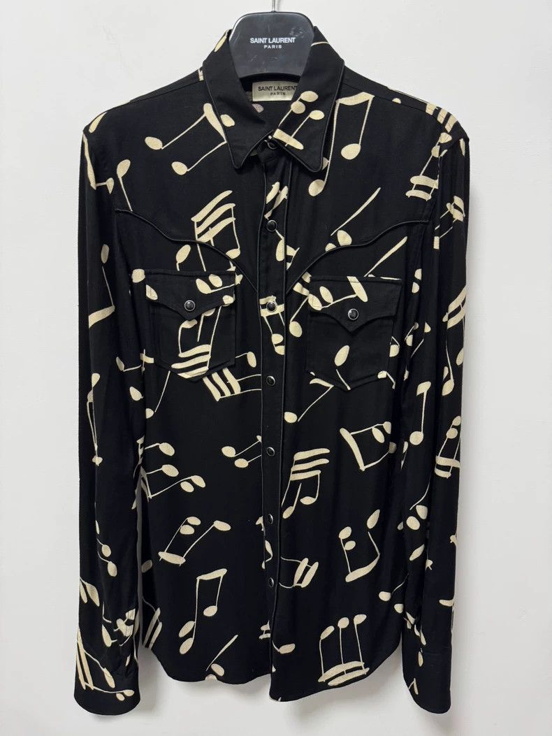 Saint Laurent Paris Saint Laurent Paris 16 FW black and white silk court cat's Size US S / EU 44-46 / 1 - 1 Thumbnail