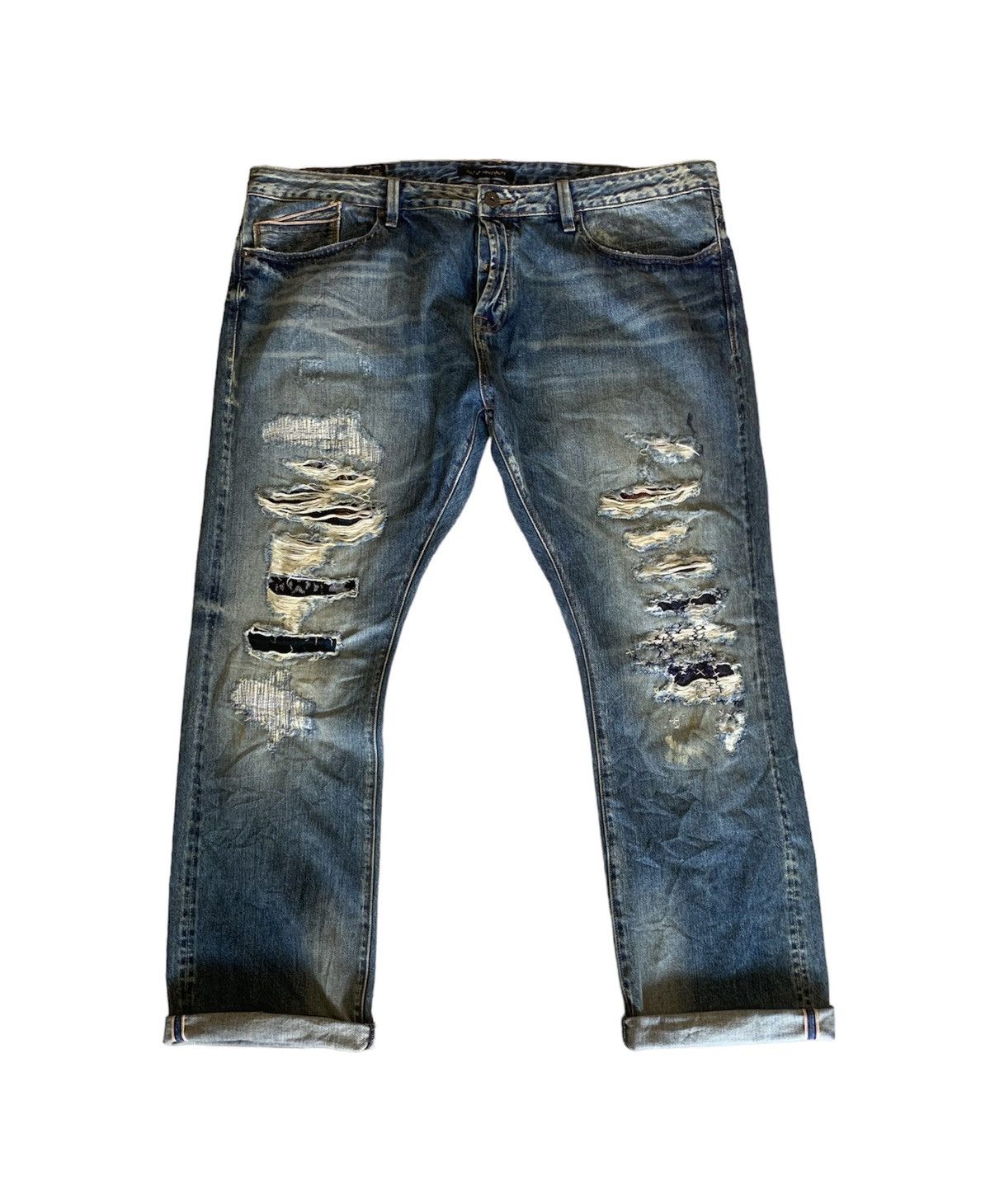 Cult Of Individuality 💥Crazy CULT of INDIVIDUALITY PATCHWORK SASIKO SELVAGE JEANS Size US 44 / EU 60 - 1 Thumbnail