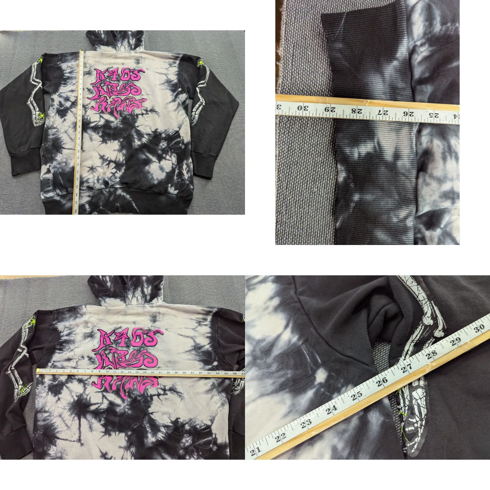 Diesel DIESEL Alby Y Mens Hoodie XL Tie-Die Skull Skeleton Black Gray Graphic Print Pullover Hooded Sweatshirt Mens XL Difficulty: 0 Size US XL / EU 56 / 4 - 8 Thumbnail