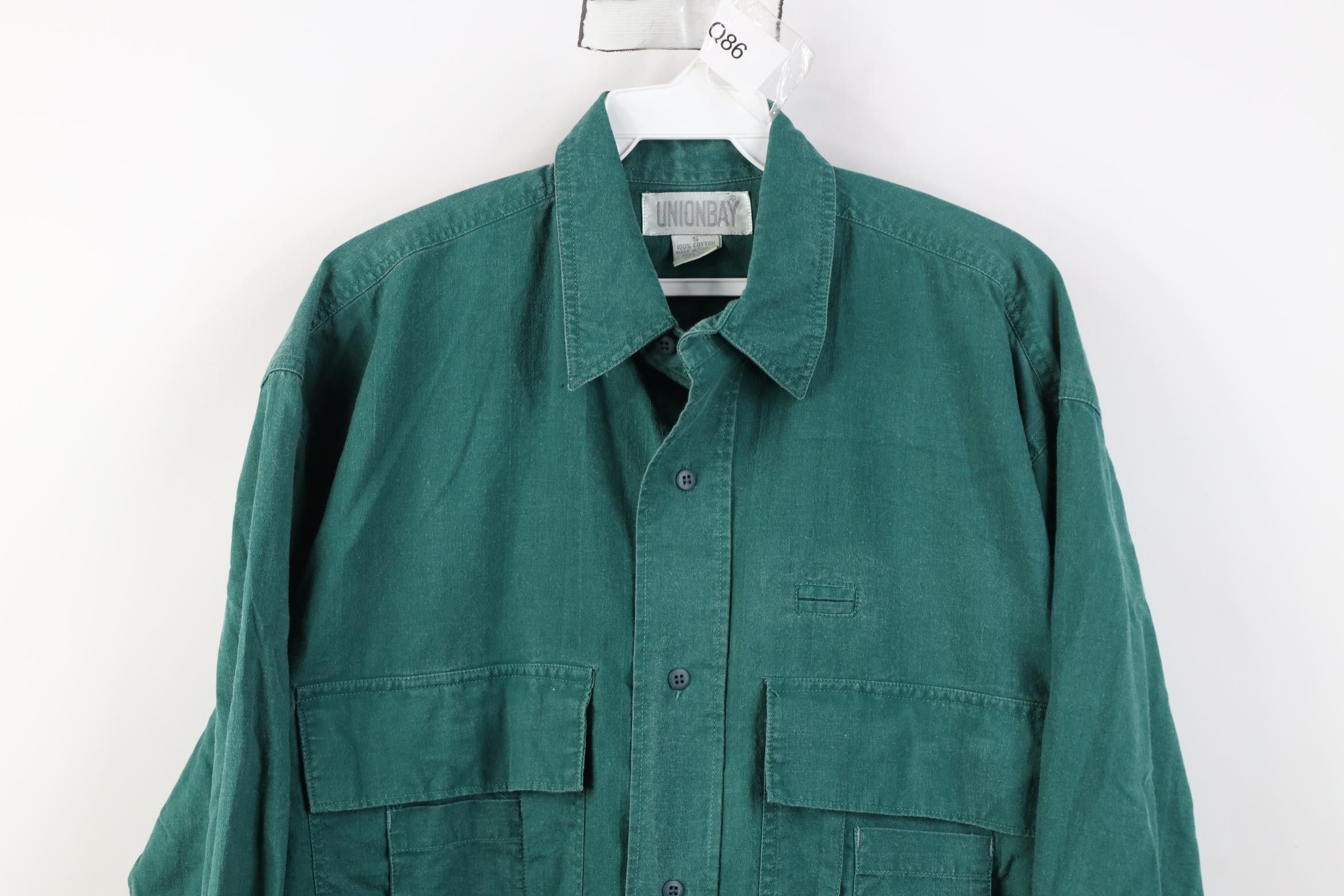 UNIONBAY Vintage 90s Unionbay Stonewash Baggy Surf Button Shirt Green Size US S / EU 44-46 / 1 - 2 Thumbnail