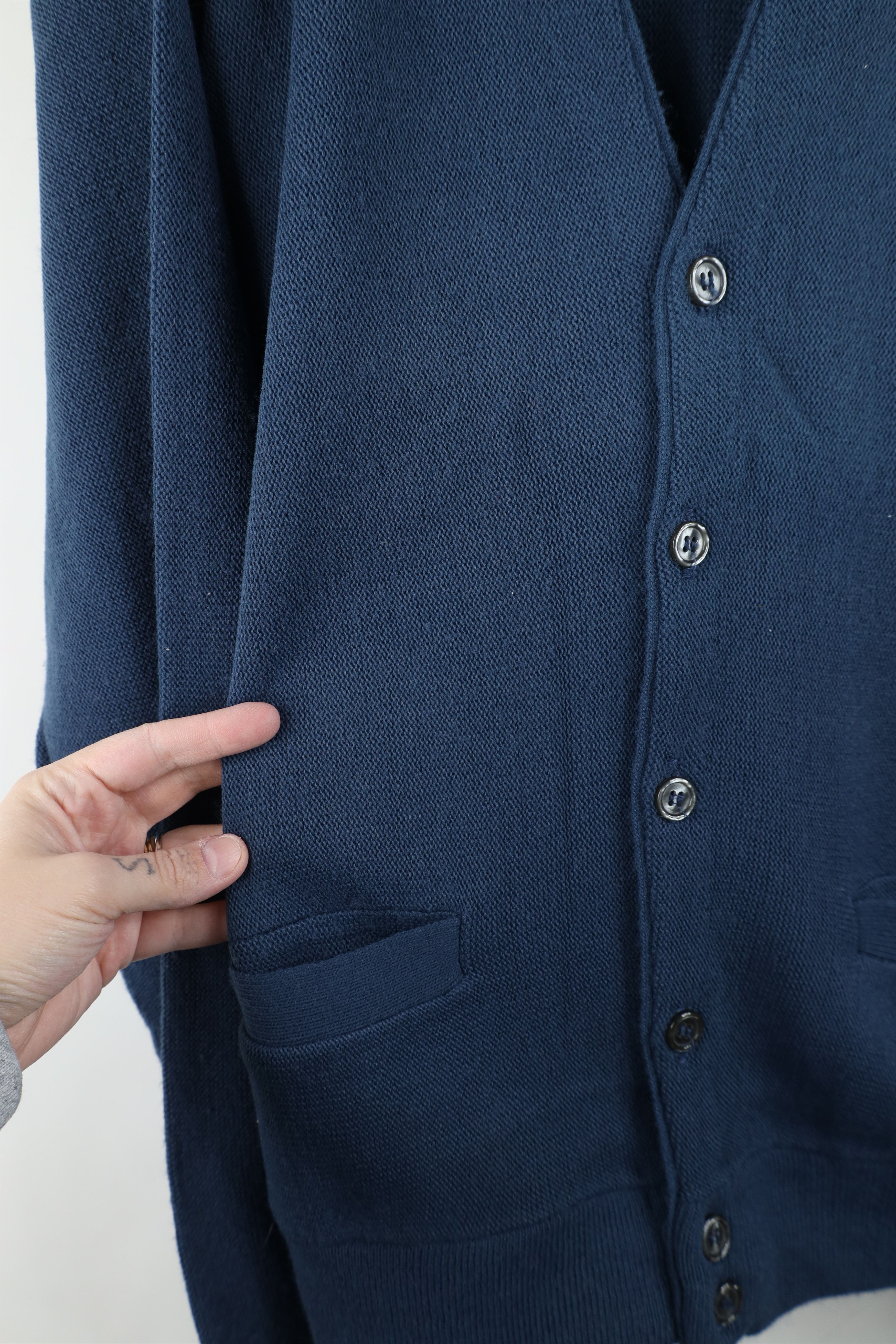 Vintage Vintage 70s Streetwear Blank Knit Cardigan Sweater Blue USA Size US M / EU 48-50 / 2 - 6 Thumbnail