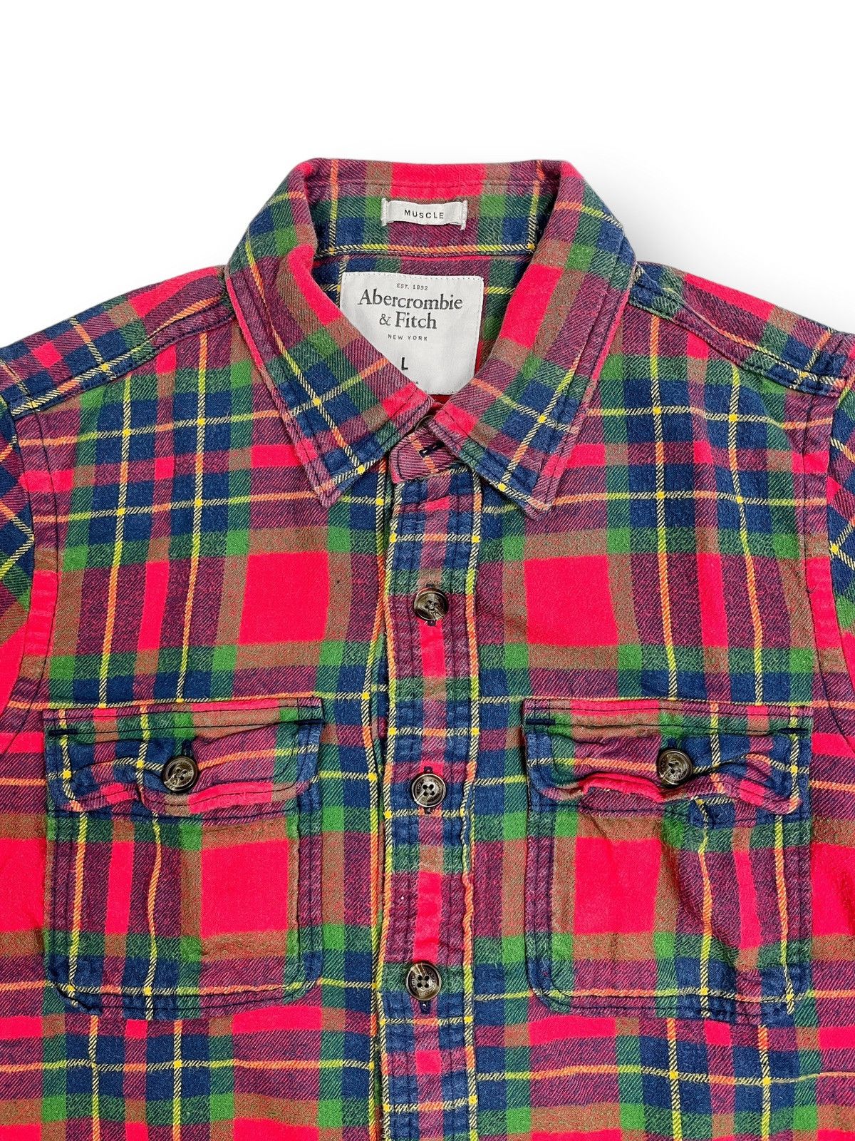 Abercrombie & Fitch × Vintage Y2K Abercrombie & Fitch Double Pocket Plaid Flannel Size US M / EU 48-50 / 2 - 2 Thumbnail