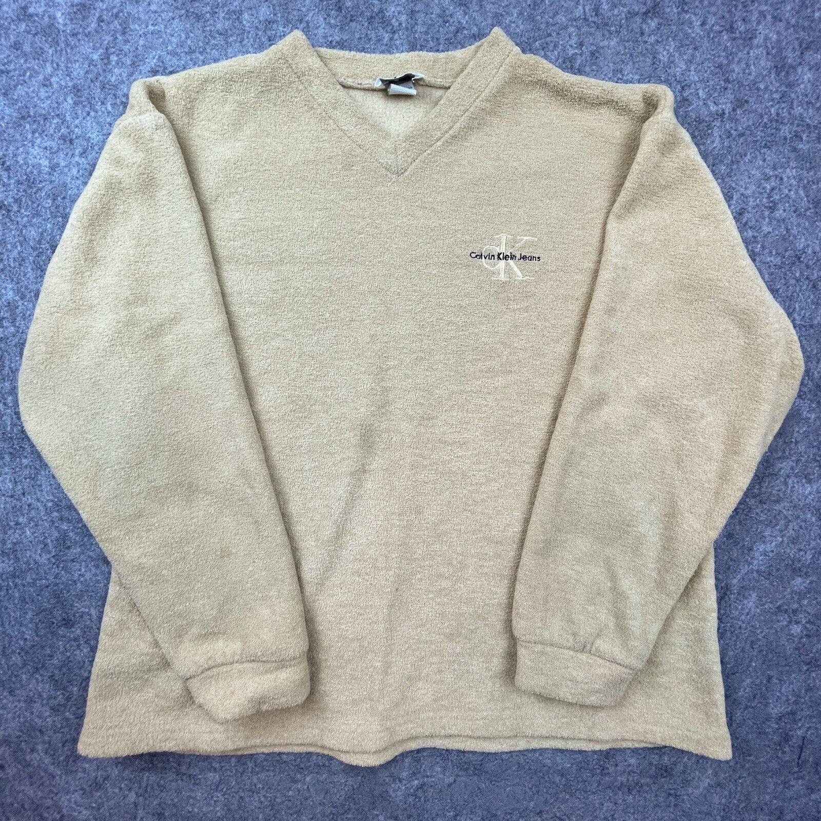Calvin Klein Vintage Calvin Klein Sweatshirt Womens Large Tan Terrycloth Size L / US 10 / IT 46 - 1 Thumbnail