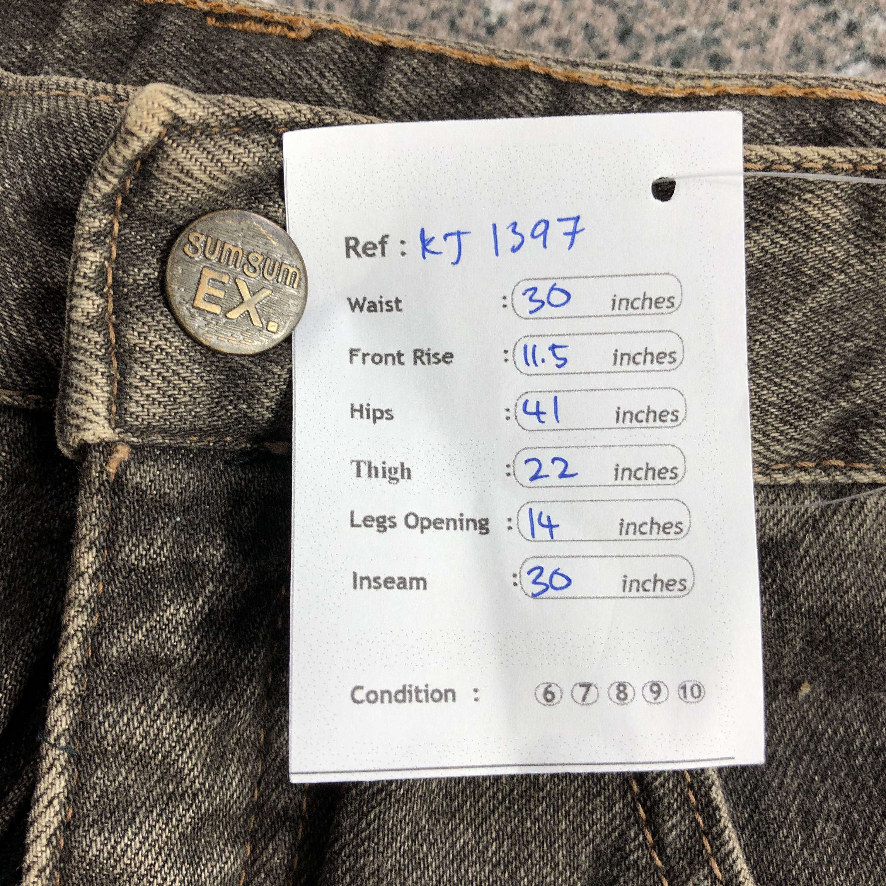 Japanese Brand Vintage Gum Gumex Jeans Faded Black Denim KJ1397 Size US 30 / EU 46 - 12 Thumbnail