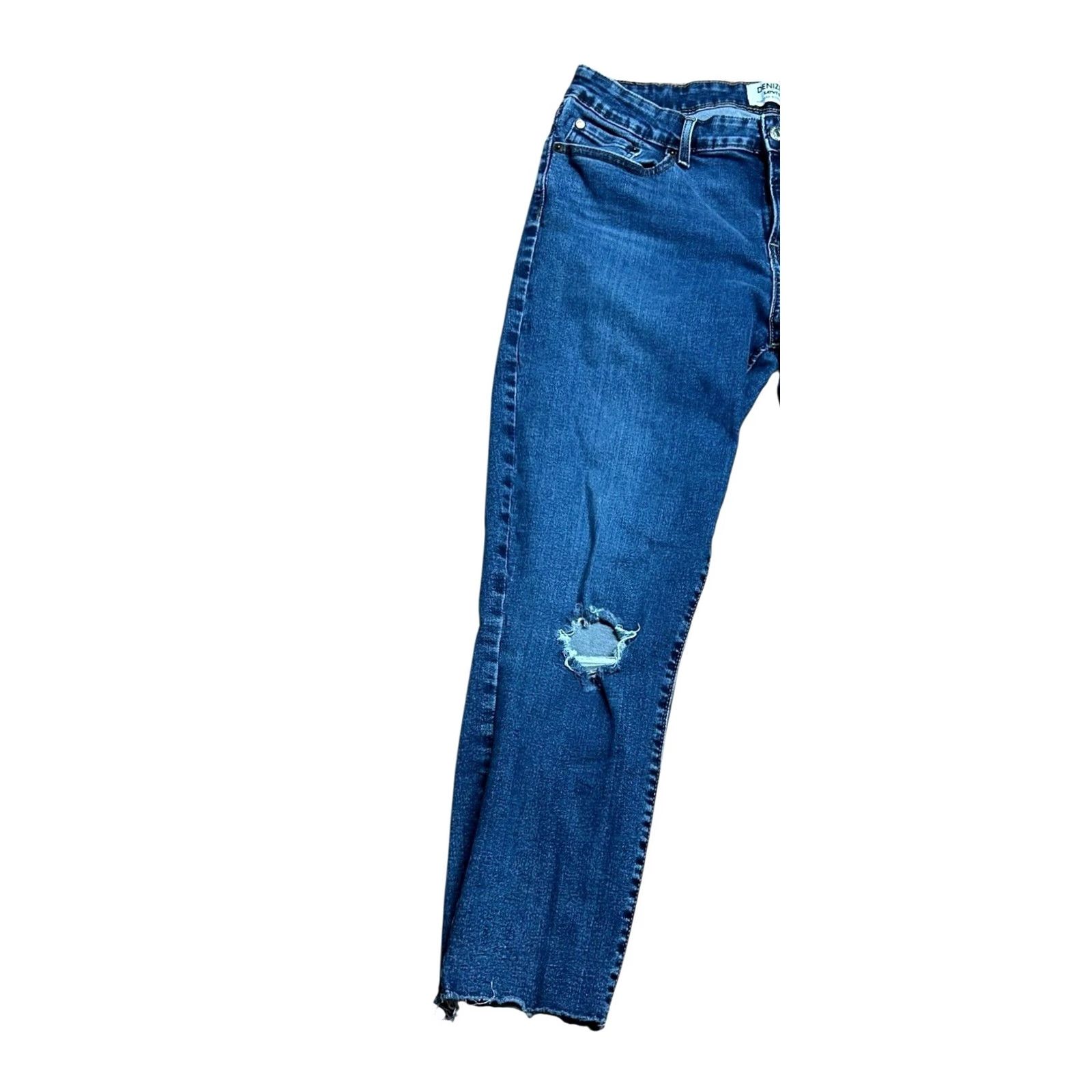 Denizen VINTAGE Denizen Levis Jeans Womens 14 Blue Modern Slim Frayed Crop Stretch Denim Pants Size 36" / US 14 / IT 50 - 2 Thumbnail