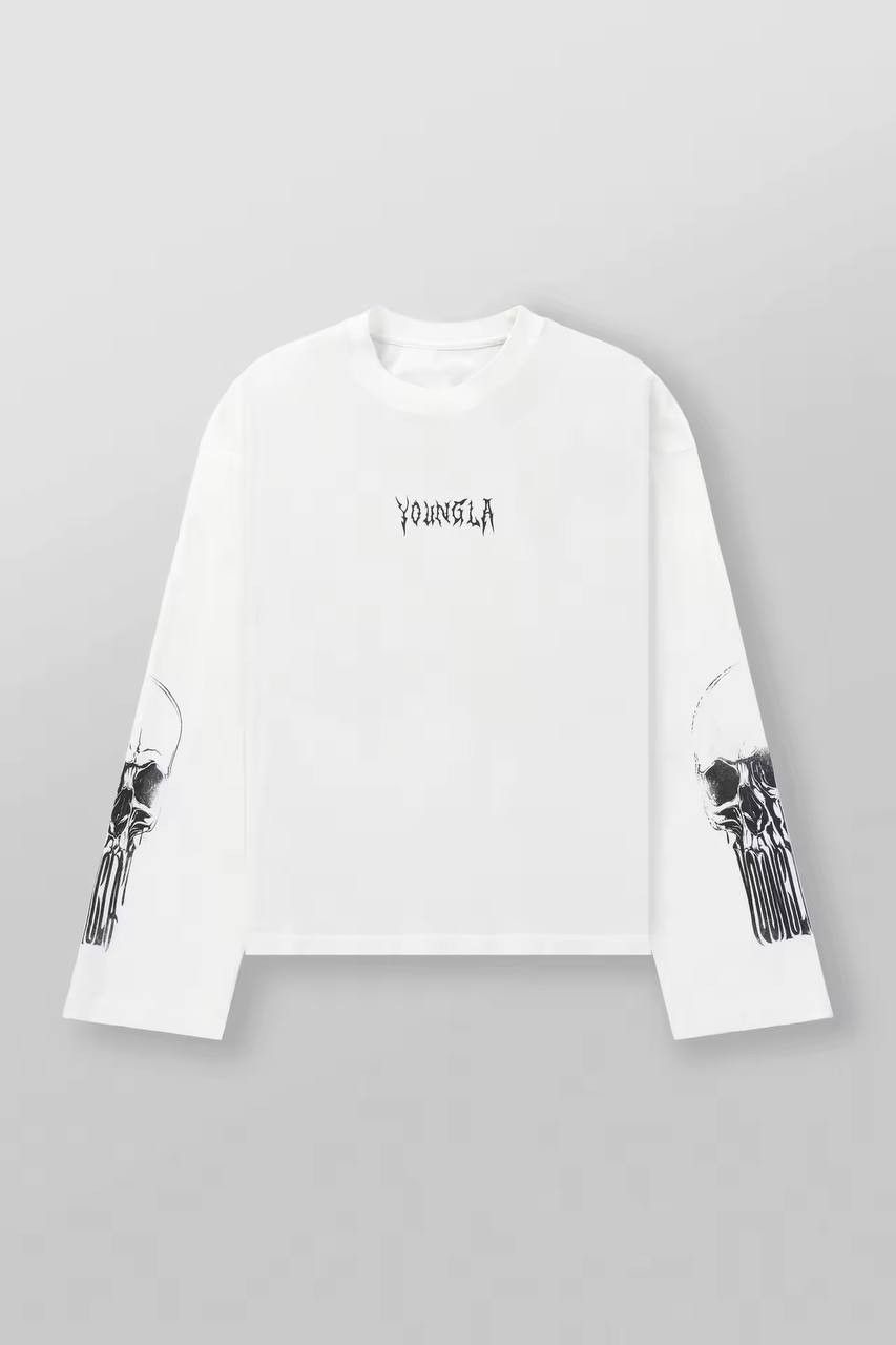 Long sleeve cotton t-shirt with round neckline