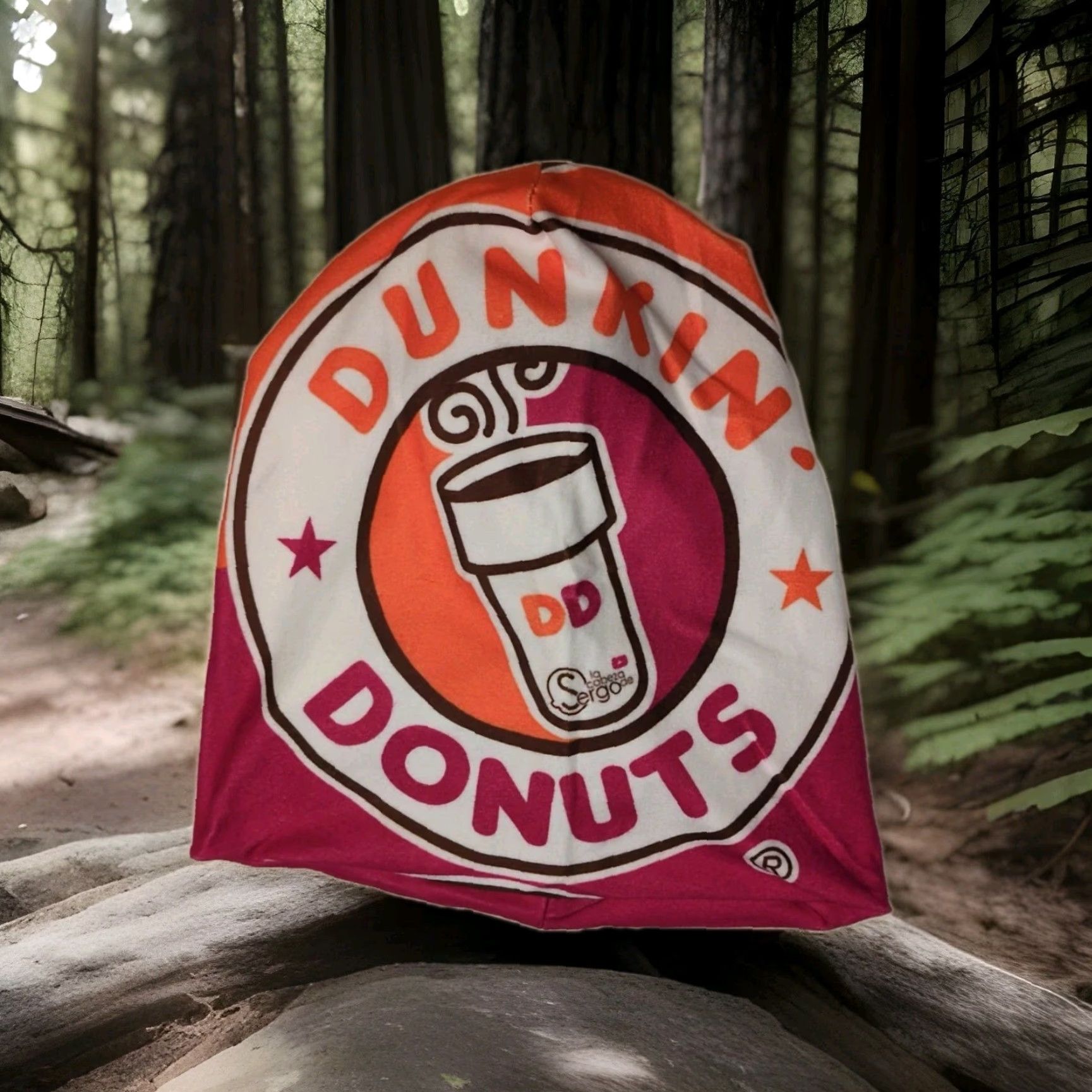 Doublet Dunkin Donuts Beanie Hat Mens One Size Orange Reversible Warm Double Lined Fleece 90s City Beach Skull Colorful Fun Size ONE SIZE - 5 Thumbnail