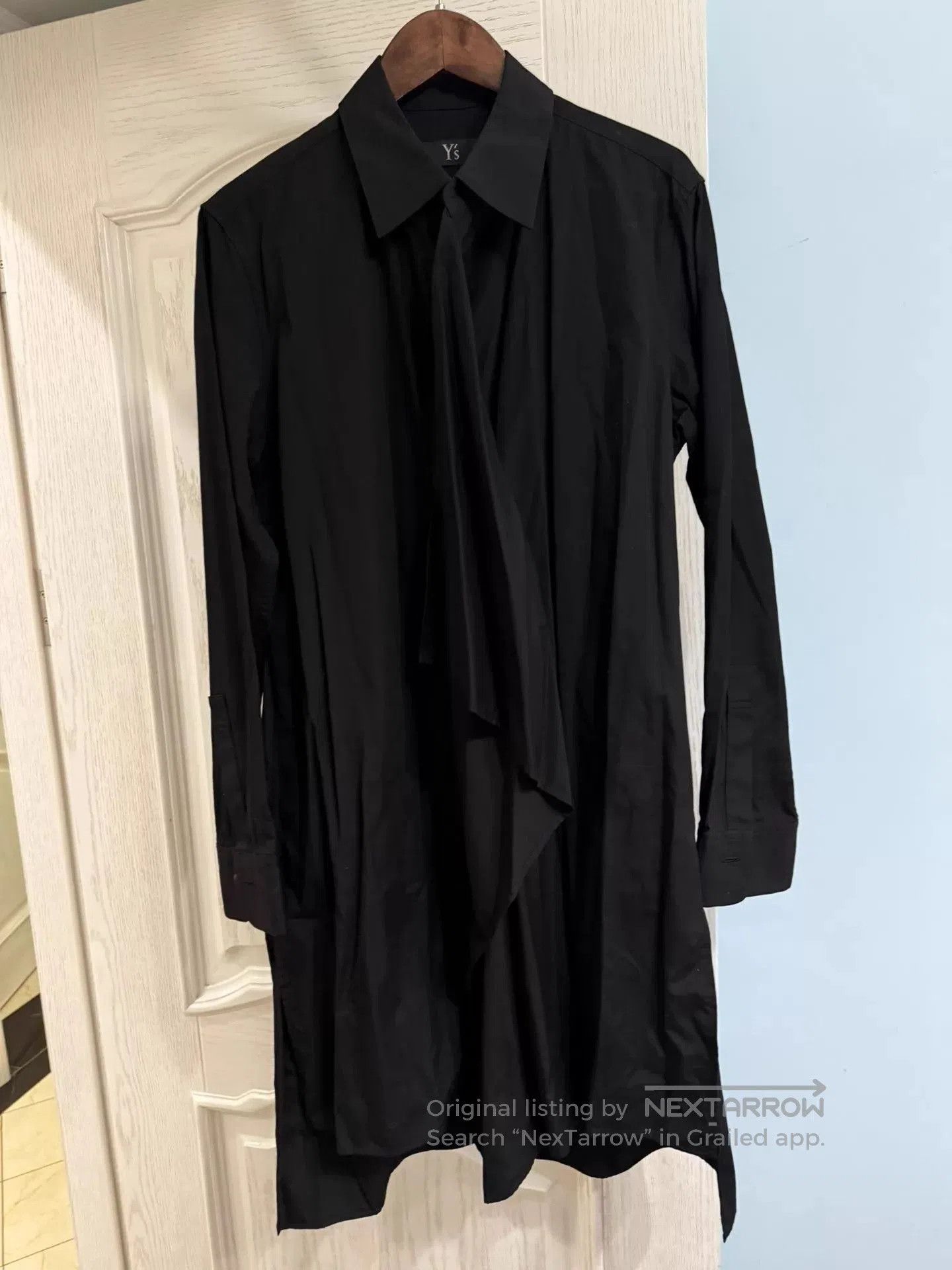 Y's Black Long-Sleeve Shirt with Asymmetric Hem. Size US S / EU 44-46 / 1 - 4 Thumbnail