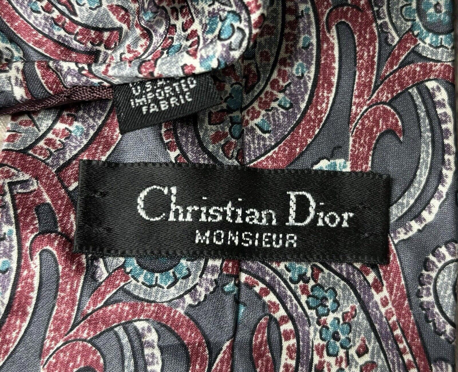 Dior Christian Dior Monsieur Pure Silk Men's Neck Tie Paisley USA Size ONE SIZE - 3 Thumbnail