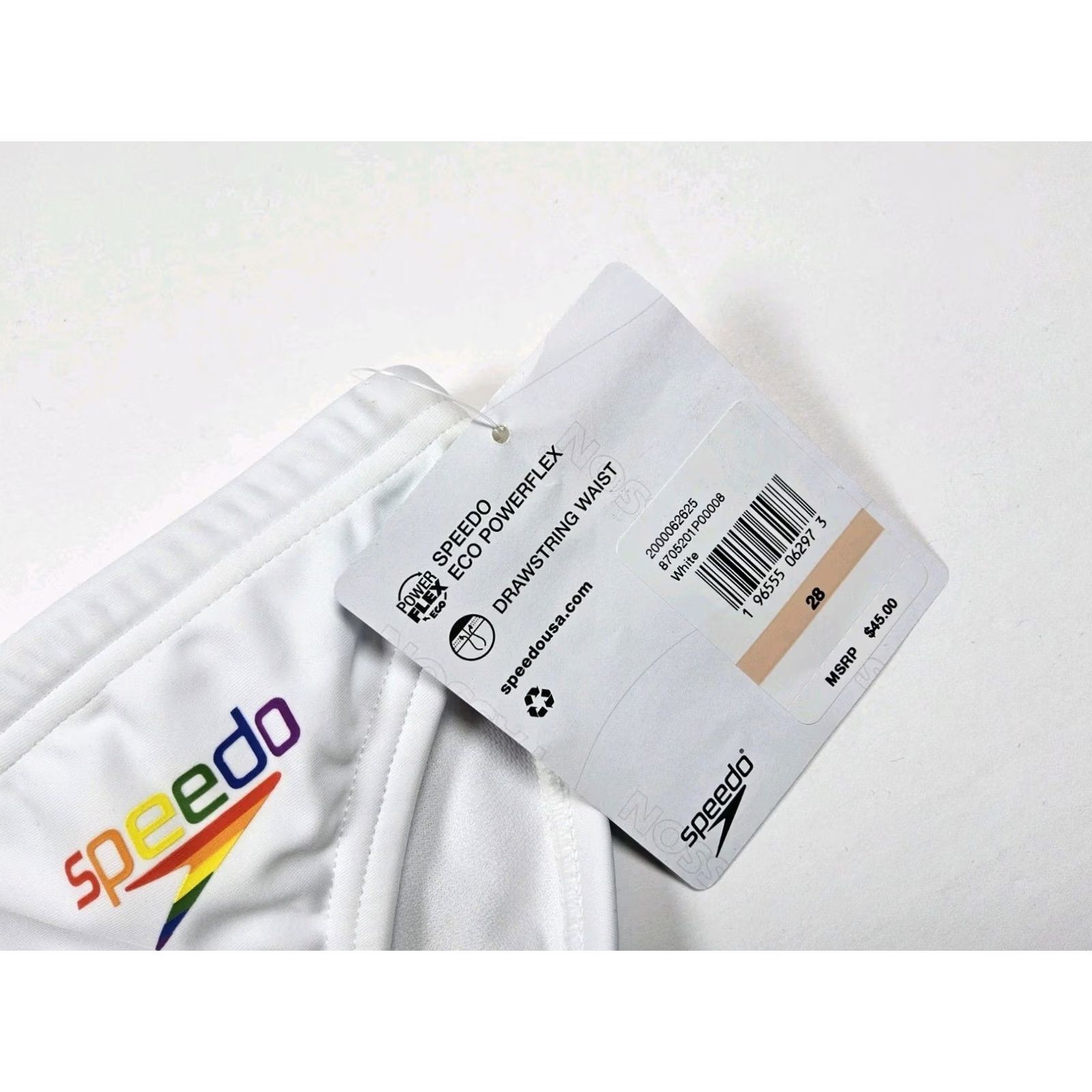Speedo Speedo Swim Brief Swimsuit Eco Powerflex Pride Collection White Rainbow Mens Size 28 Size US 28 / EU 44 - 2 Thumbnail