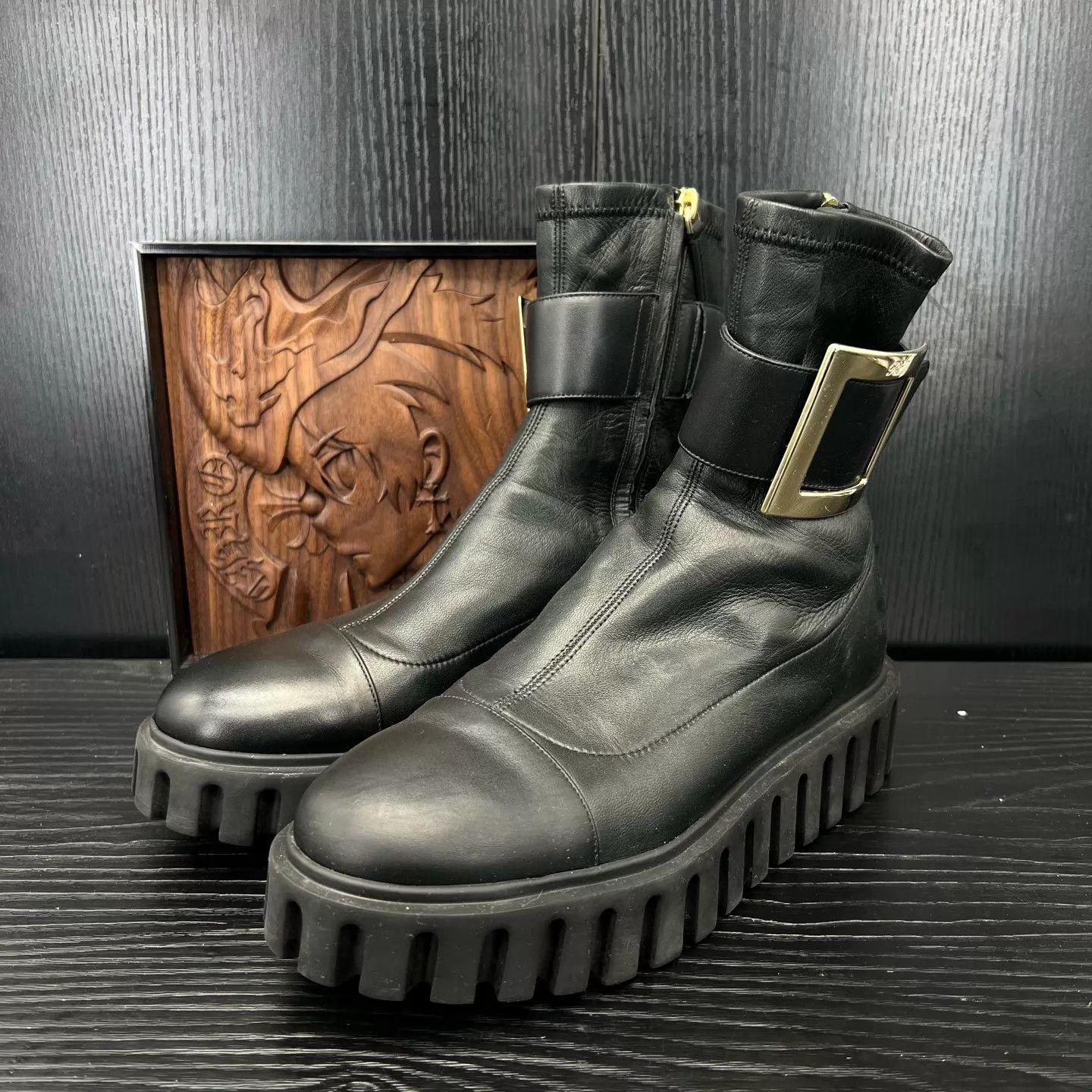 Roger Vivier RV Lambskin Metal Buckle Short Boots 40 Like New Size US 9.5 / IT 39.5 - 1 Thumbnail