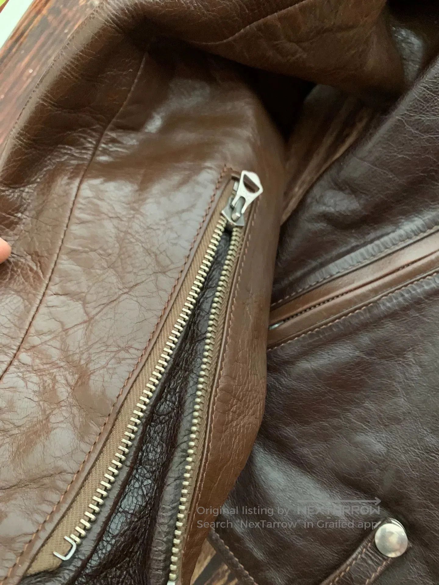 Eastman Leather Clothing brown leather motorcycle jacket with pockets. Size US M / EU 48-50 / 2 - 8 Thumbnail