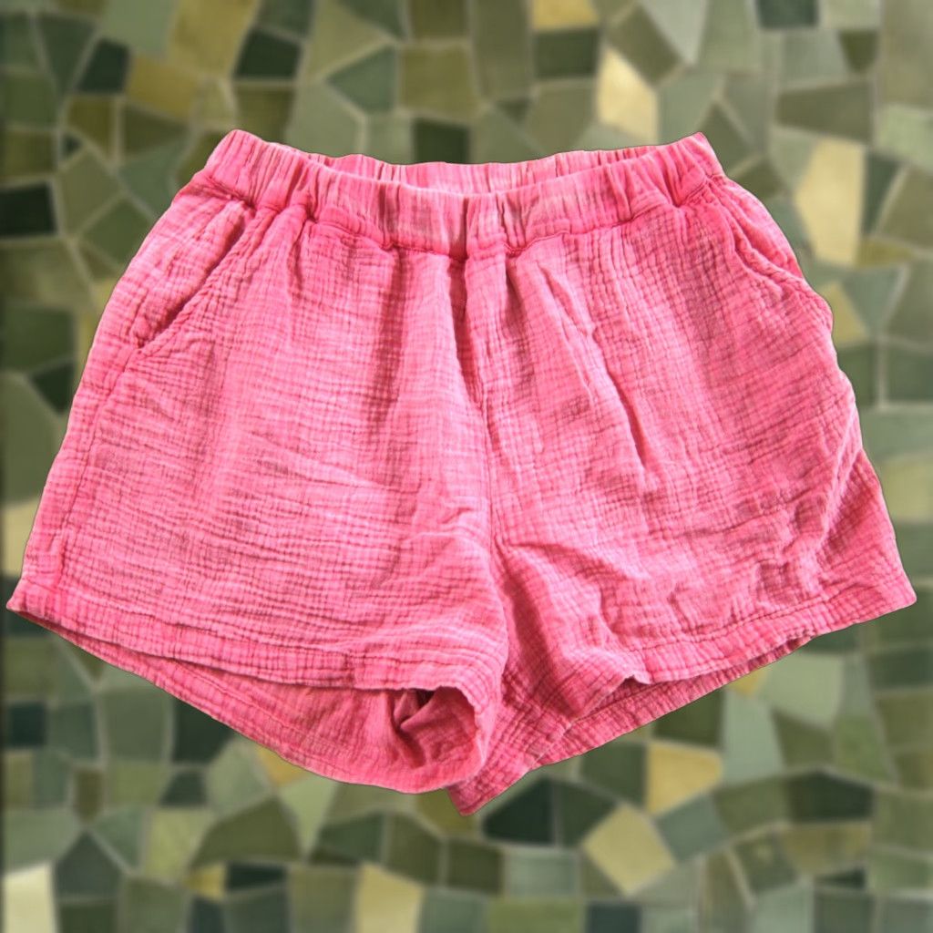 Vintage Noisy May Chino Shorts XS Pink 100% Cotton Gauze Elastic High Rise Waist Pocket Women's Multiple Size 26" / US 2 / IT 38 - 1 Thumbnail