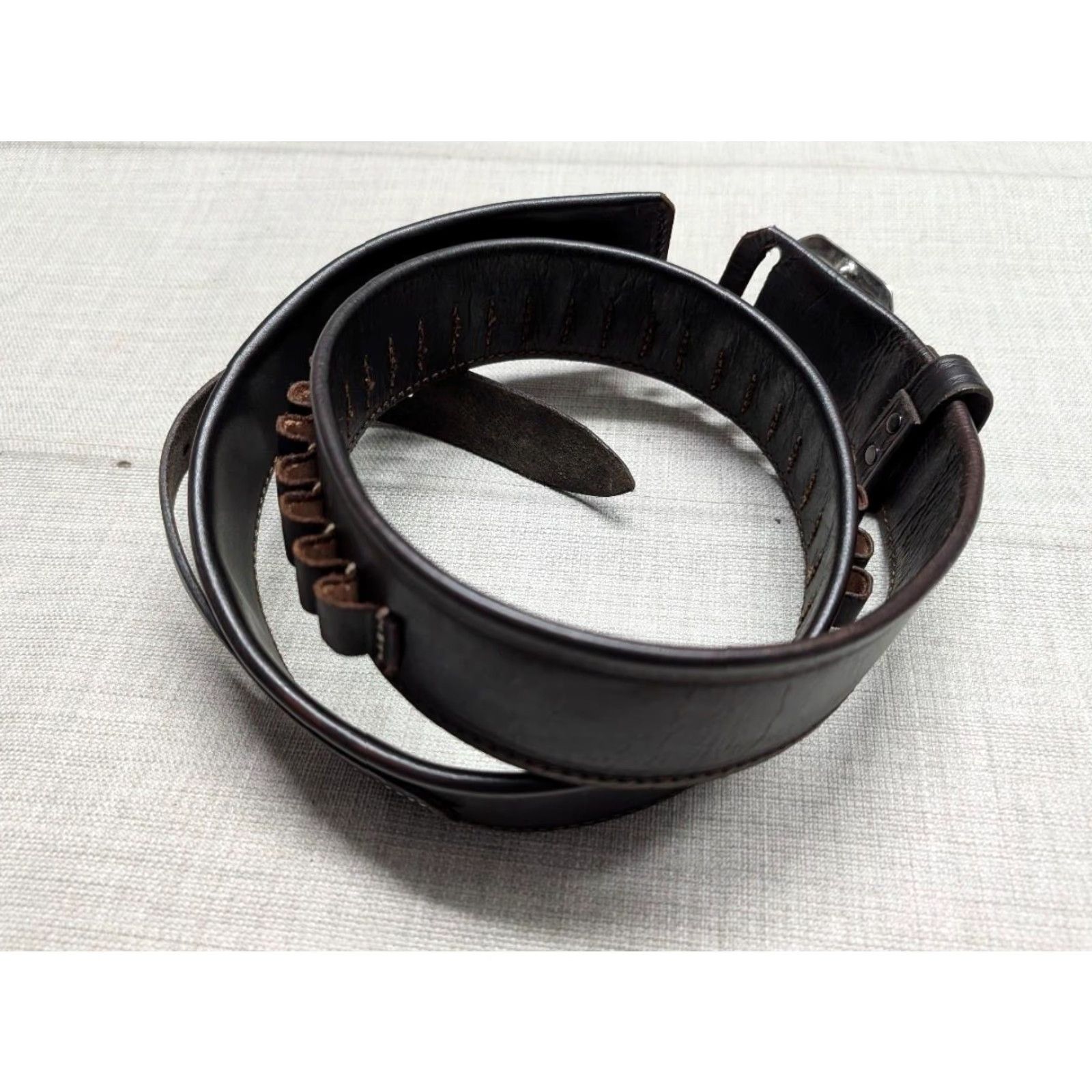 Vintage VINTAGE western belt belt brown leather cowhide Trailrider 38/40 Ranger Shotgun Cartridge Belt Mens Size 38 - 4 Thumbnail