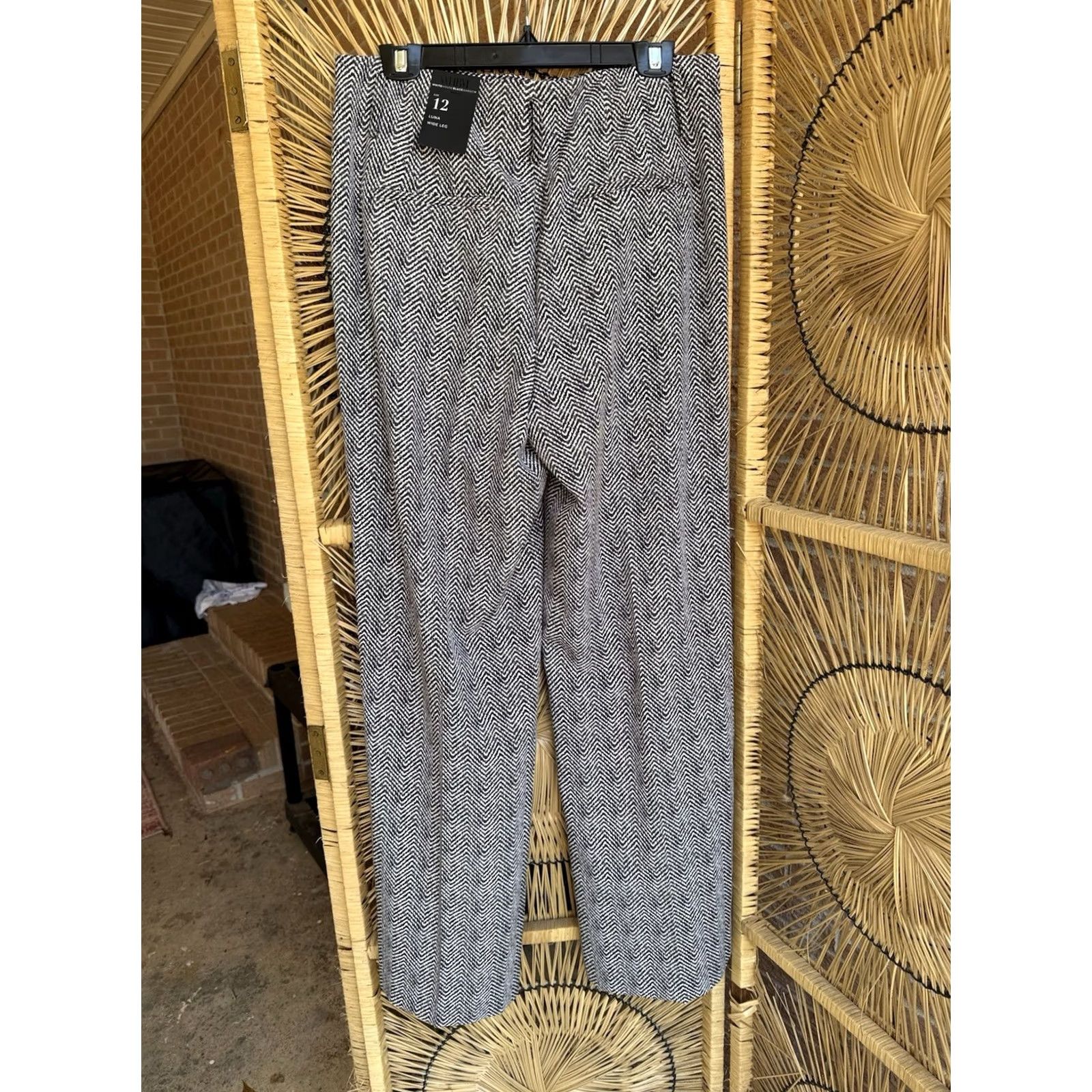 White House Black Market VINTAGE White House Black Market Luna Wide Leg Dress Pant 12 Black White Print Women's Pants Wide-Leg 31in Inseam Size 34" / US 12 / IT 48 - 6 Thumbnail