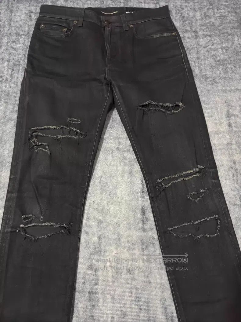 Saint Laurent Paris Saint Laurent Paris Coated Wax Cracked Destroyed Denim Pan Size US 30 / EU 46 - 3 Thumbnail