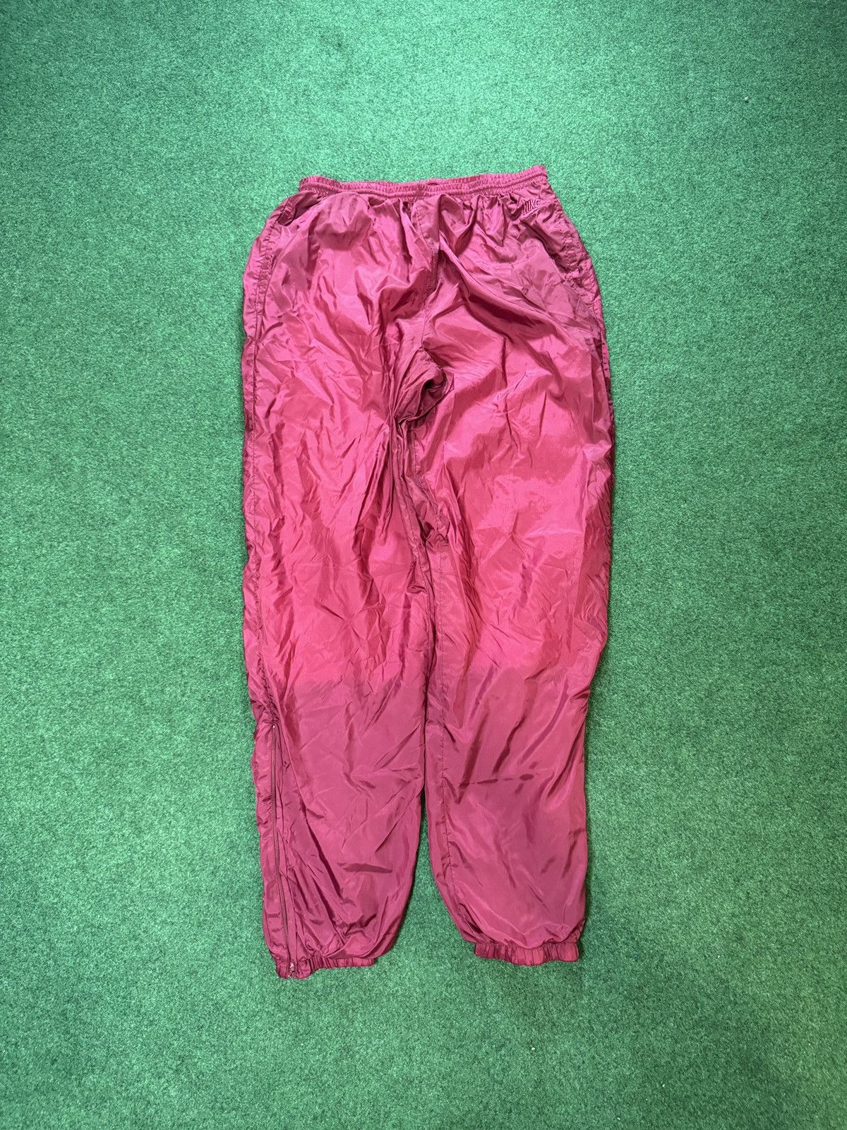 Nike × Vintage Vintage 90s Nike Red Burgundy Swooshy Jogger Track Pants Size US 30 / EU 46 - 1 Thumbnail