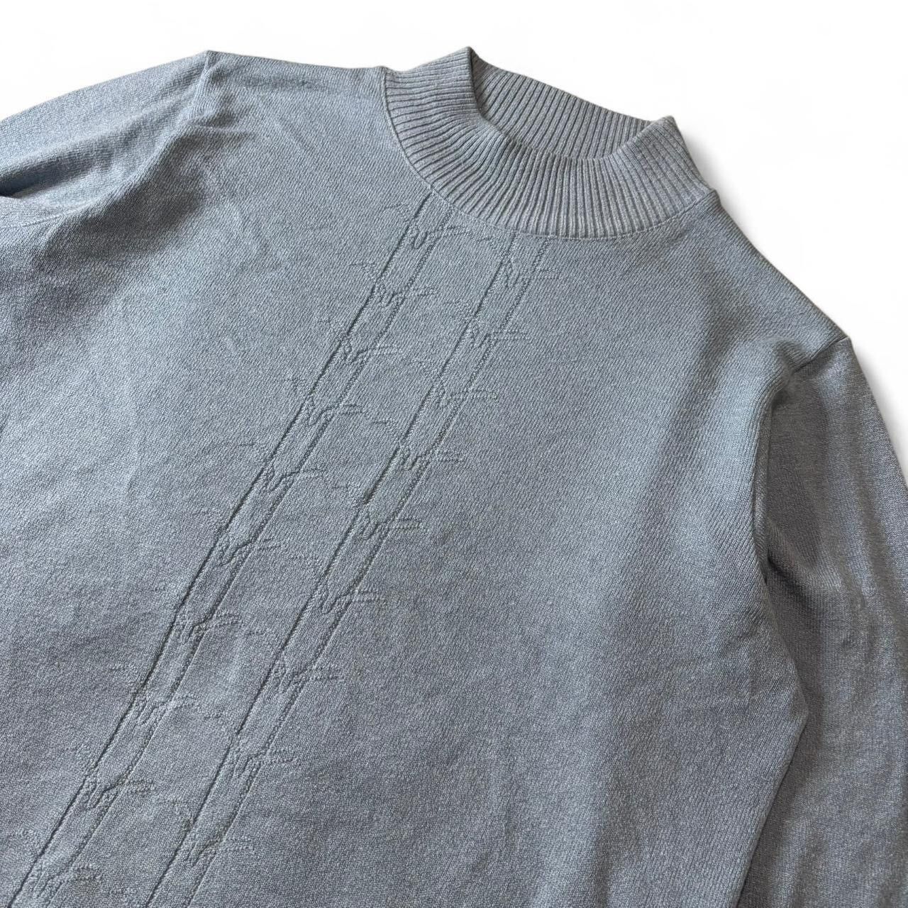 Vintage Vintage Light Blue Patterned Mockneck Knit Sweater - S Size US S / EU 44-46 / 1 - 2 Thumbnail