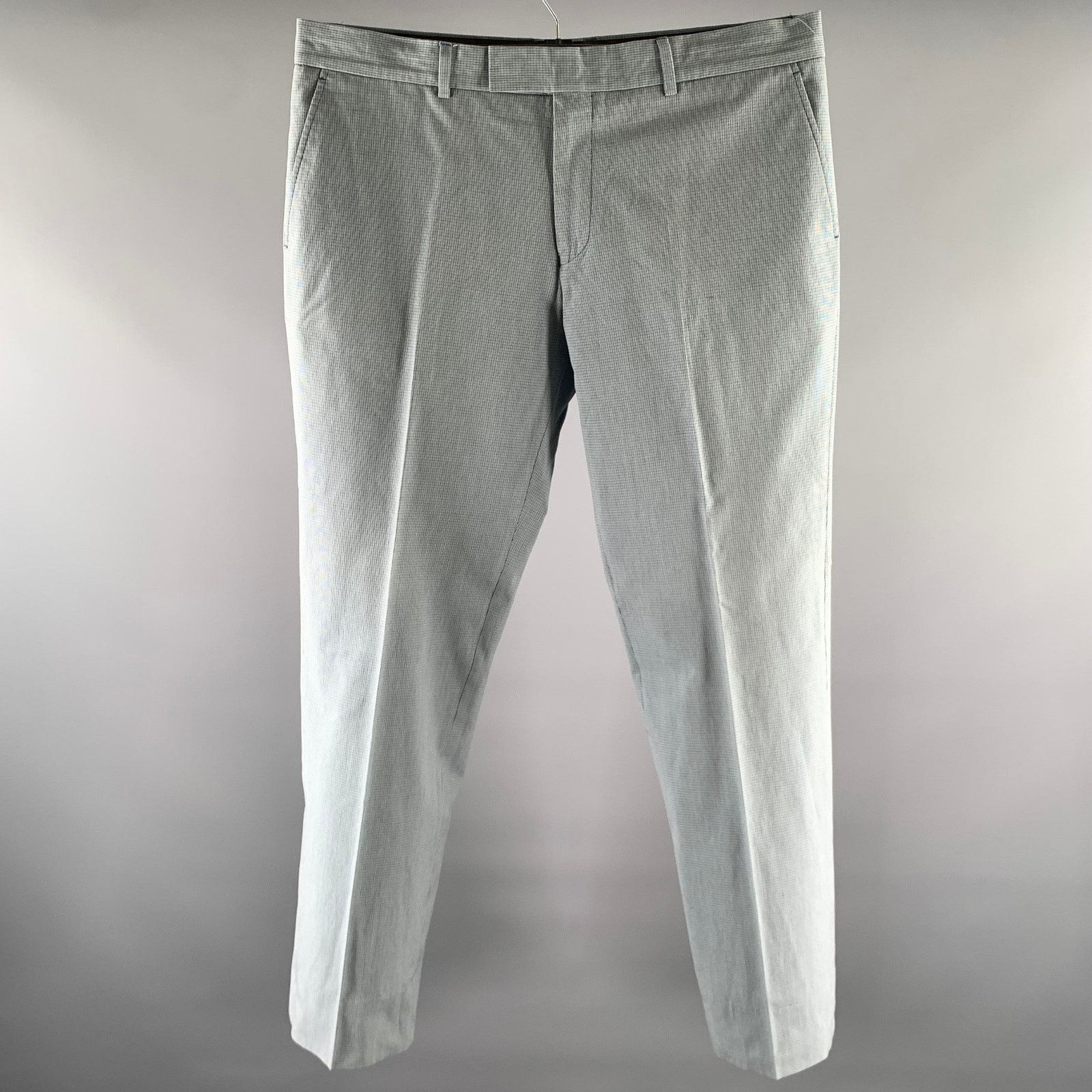 Paul Smith PS by PAUL SMITH Size 38 Blue Grey Grid Cotton Dress Pants Size US 38 / EU 54 - 1 Thumbnail