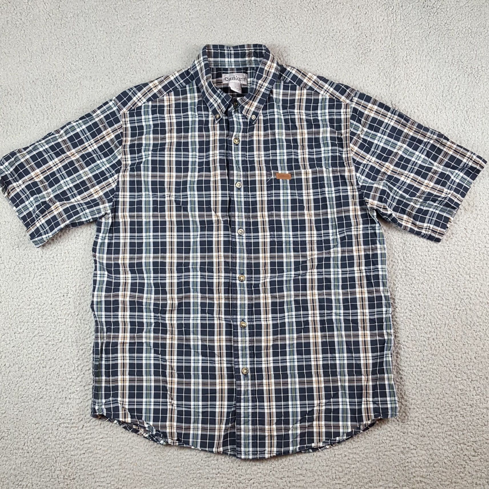 Carhartt VINTAGE Carhartt Blue Plaid Short Sleeve Preppy Size L Button Up Collared Work Shirt Size US L / EU 52-54 / 3 - 4 Thumbnail