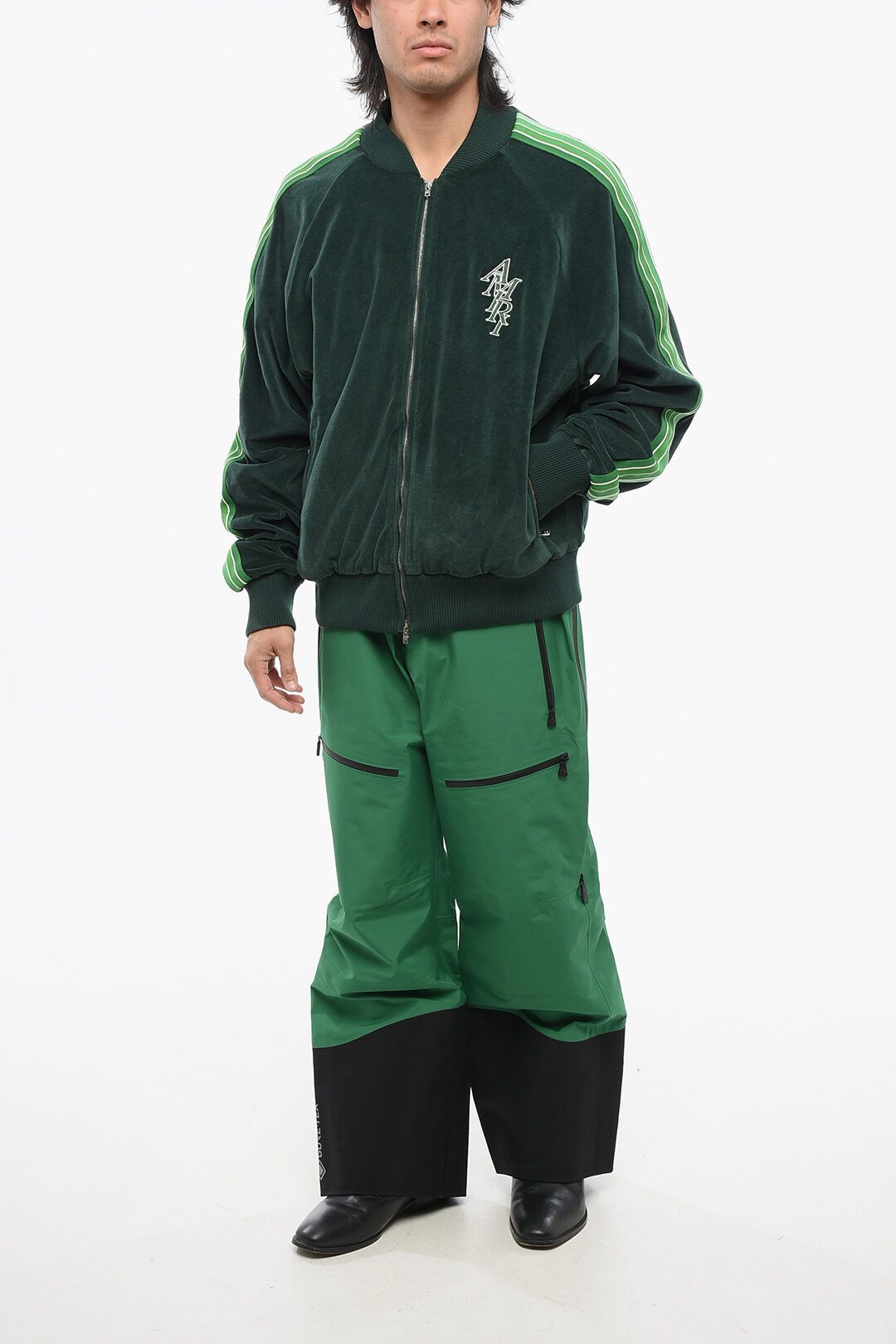 Amiri og1mm0825 Velour Rain Forest Track Sweatshirt in Green Size US XXL / EU 58 / 5 - 4 Thumbnail