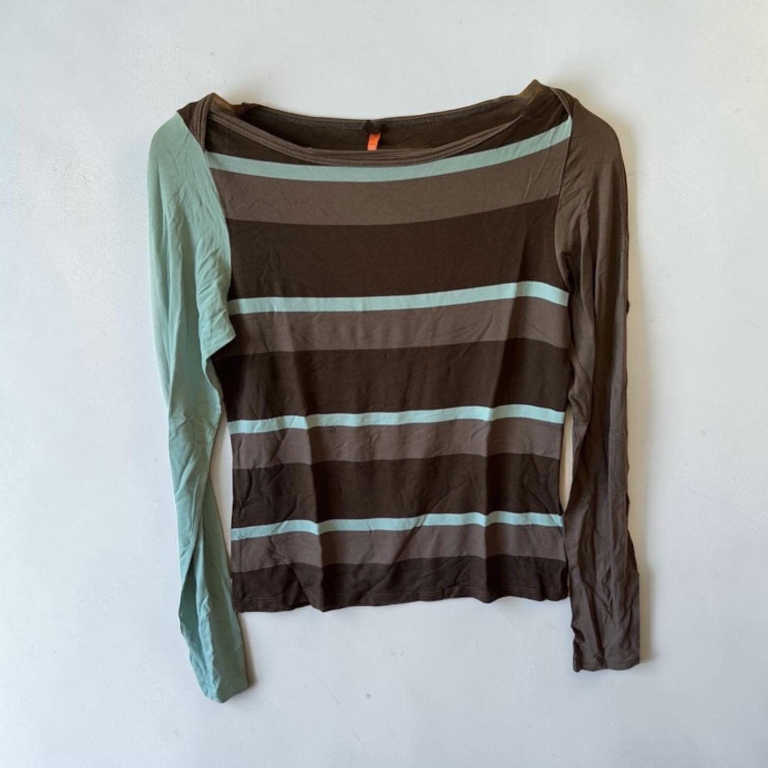 Other The Cop Copine Turquoise Striped Wide Neck Top Size ONE SIZE - 5 Thumbnail