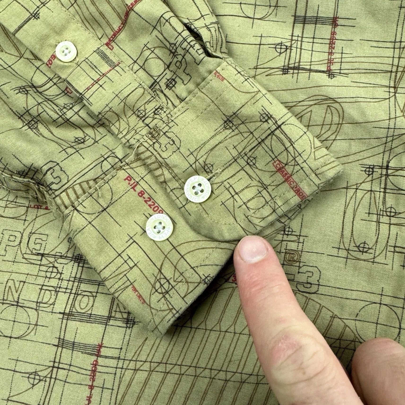 Vintage VINTAGE Pepe Jeans Button-Up Shirt Adult Medium Tan All Over Print 90s Punk, Long Sleeve, Brown, Graphic Print, Mens Size US M / EU 48-50 / 2 - 5 Thumbnail